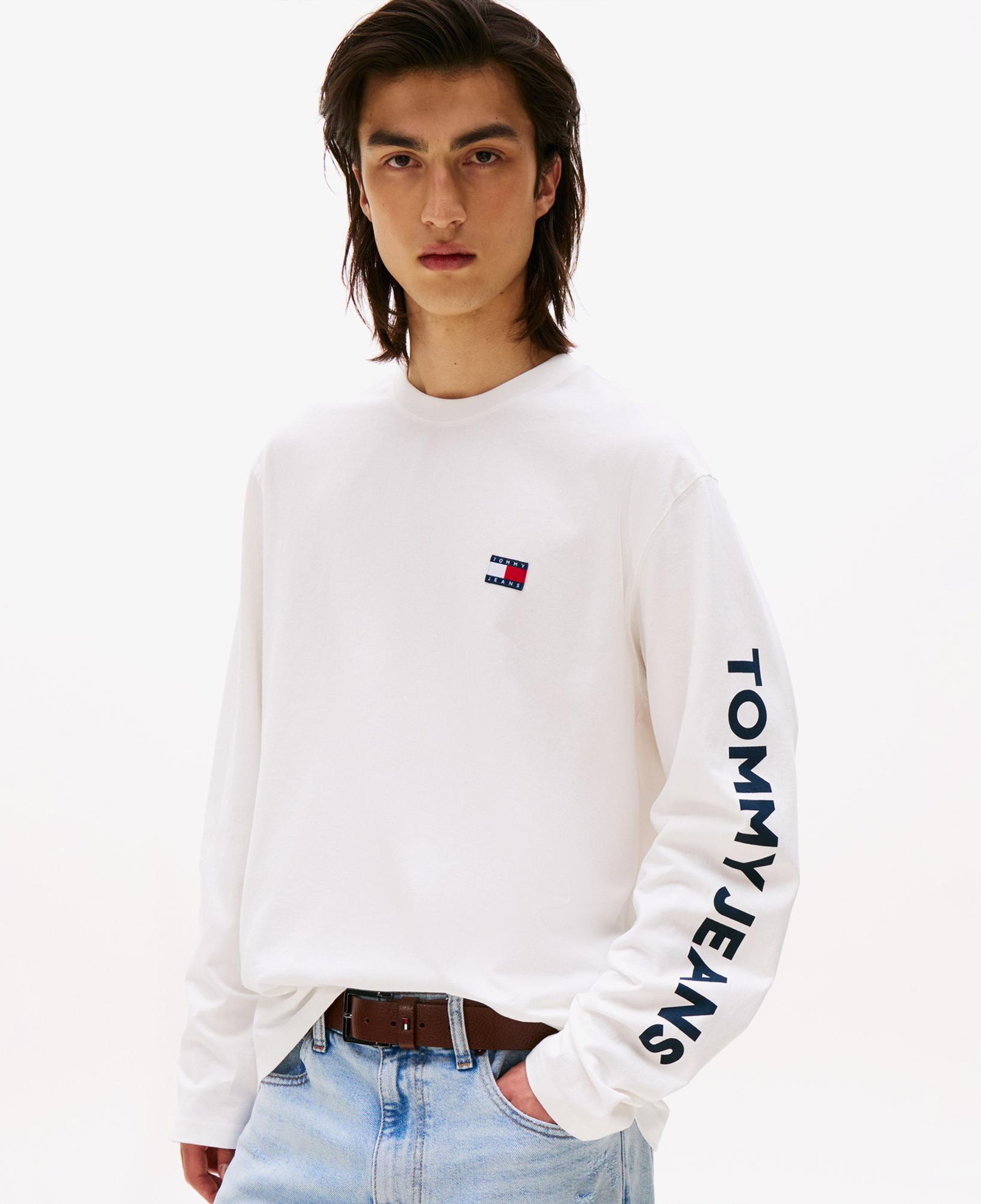 Tommy Jeans Relax New Classics Erkek Uzun Kollu Beyaz T-Shirt