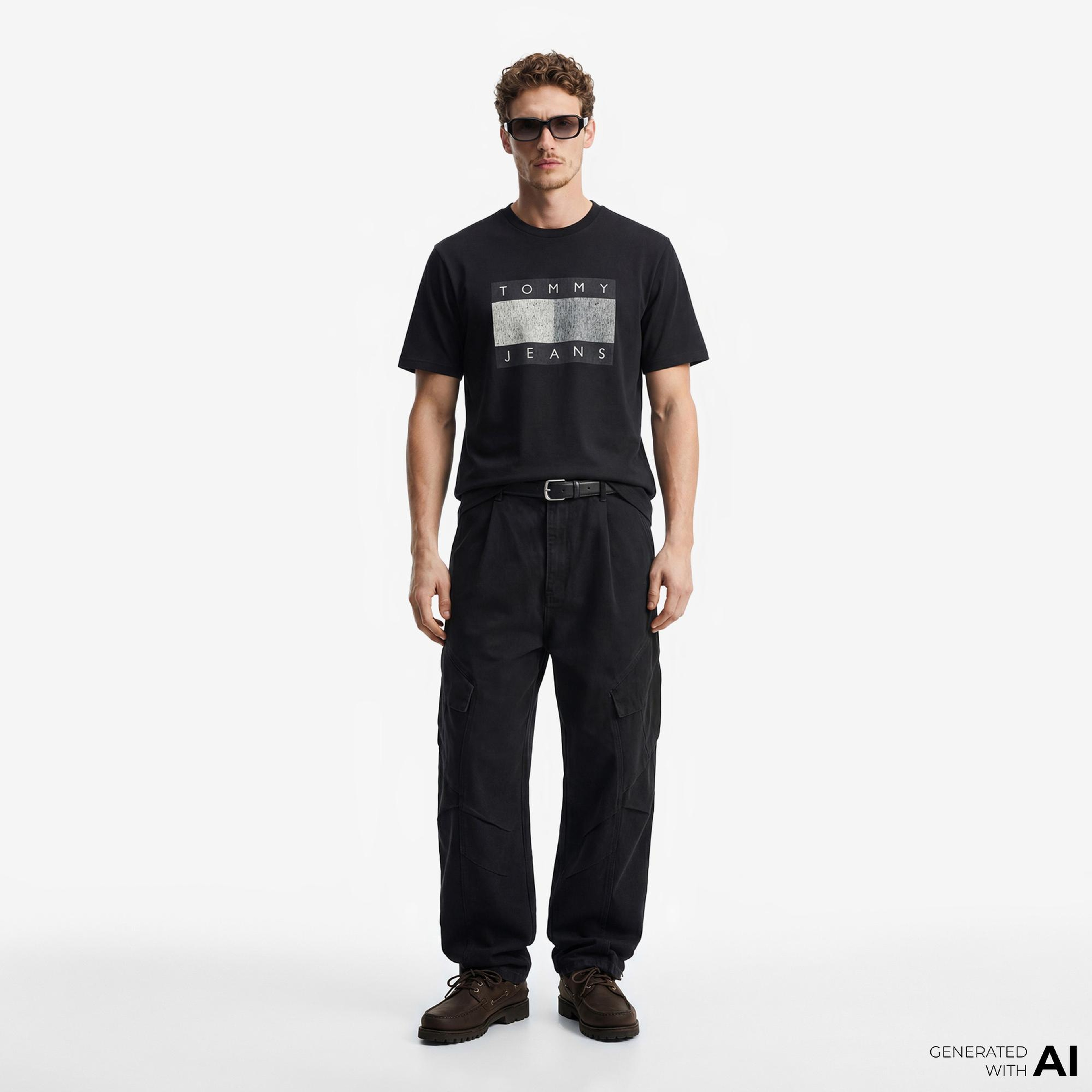 Tommy Hilfiger Flag Bearer Erkek Siyah T-Shirt