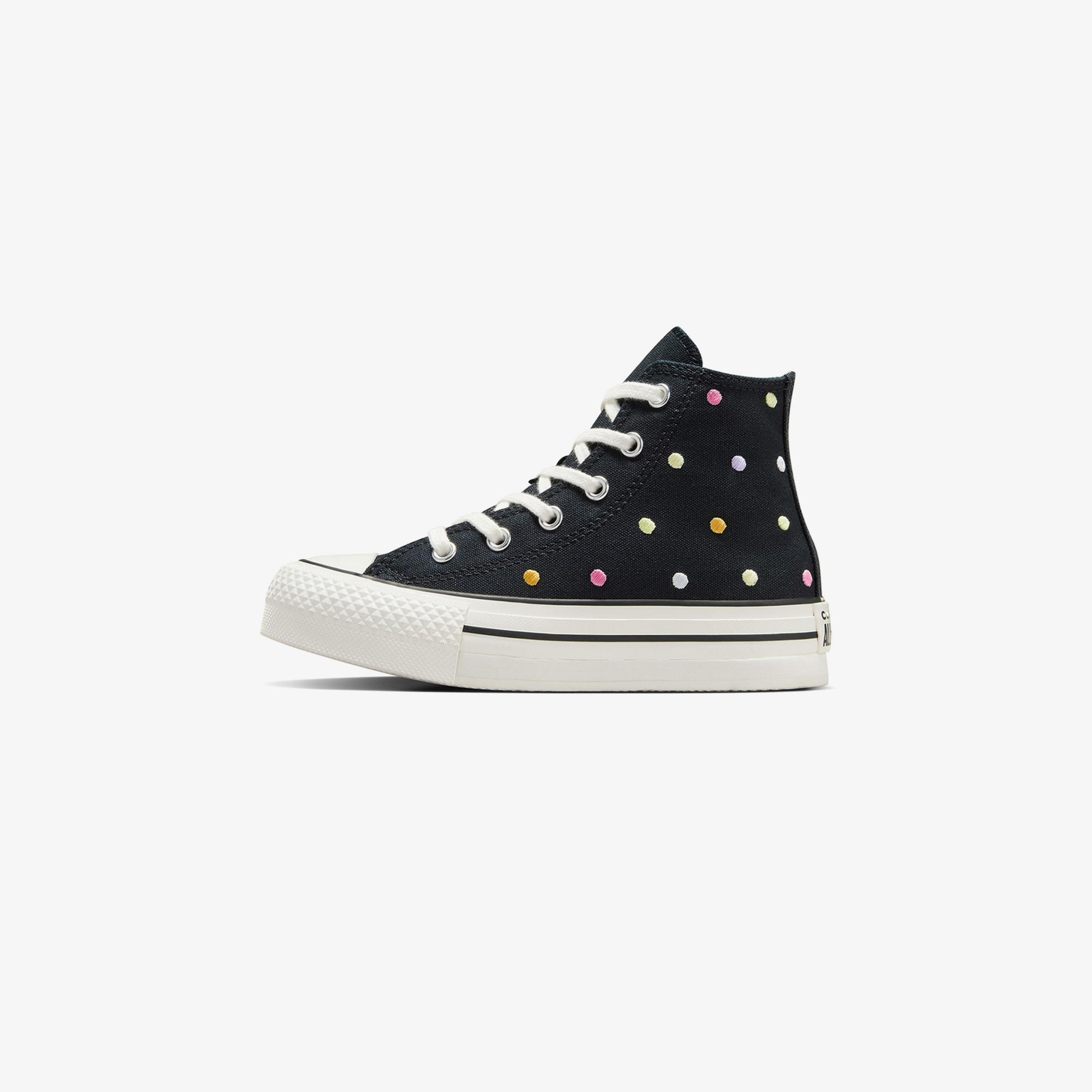 Converse Chuck Taylor All Star EVA Lift Polka Dots Çocuk Siyah Platform Sneaker