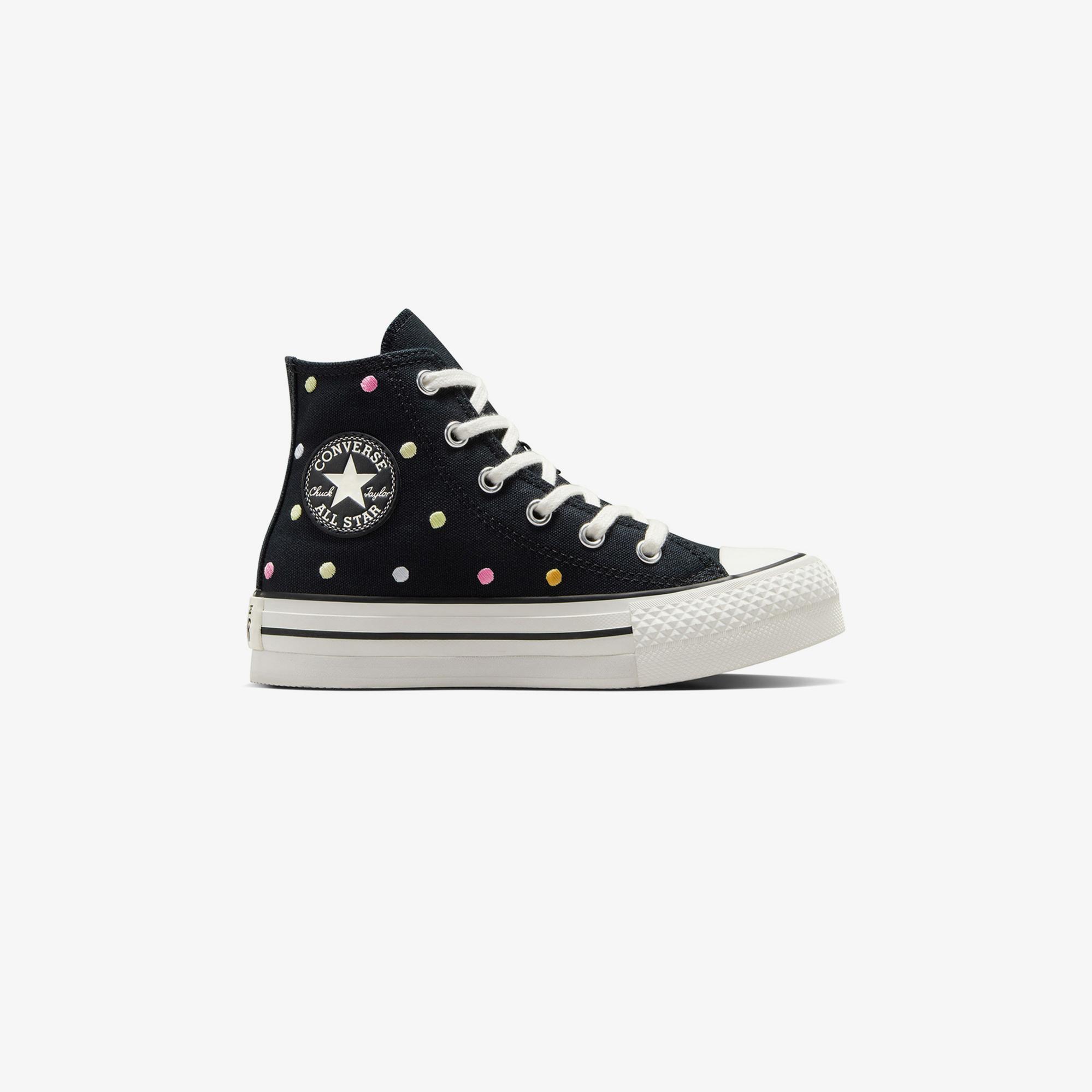 Converse Chuck Taylor All Star EVA Lift Polka Dots Çocuk Siyah Platform Sneaker
