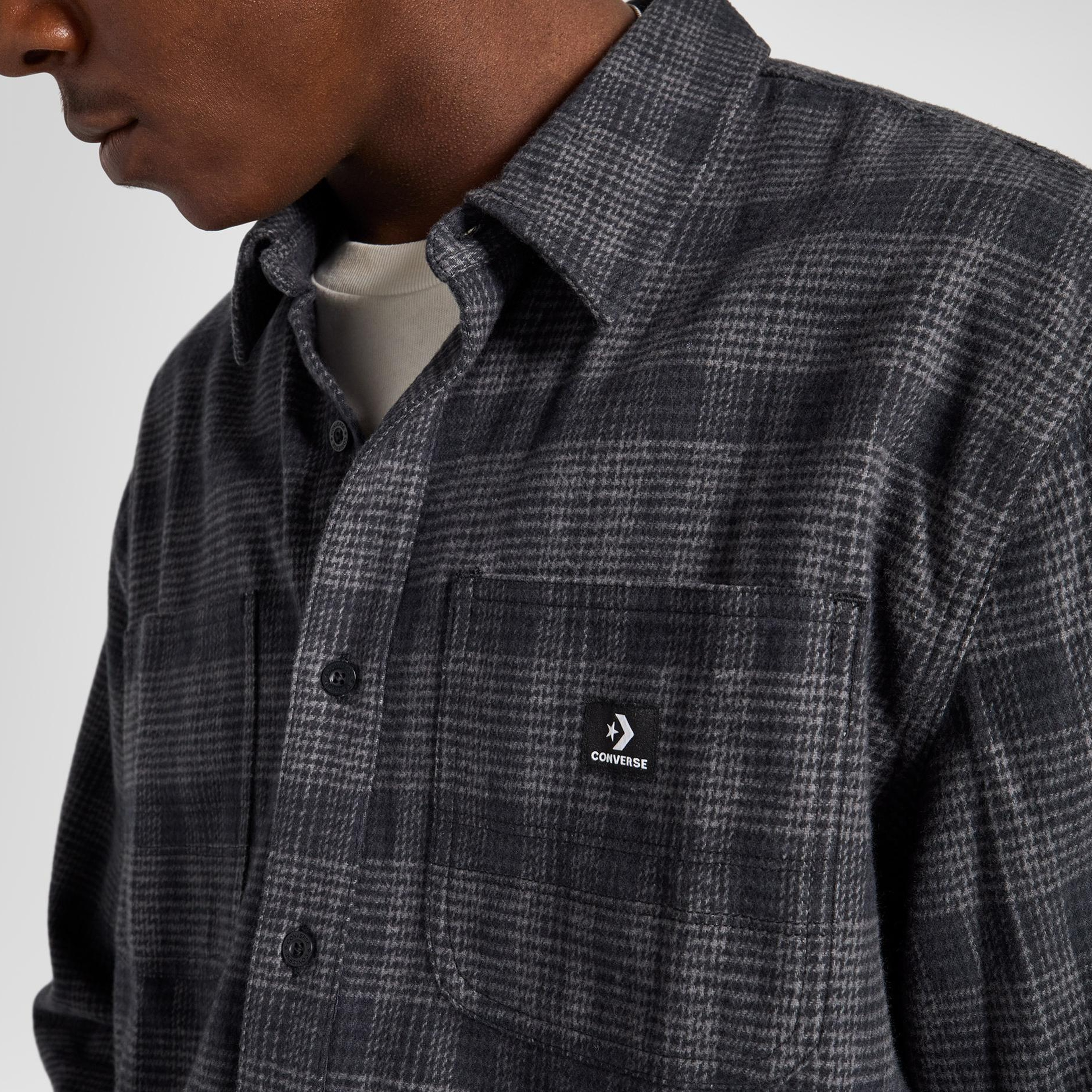 Converse Erkek Ekose Gri Gömlek
