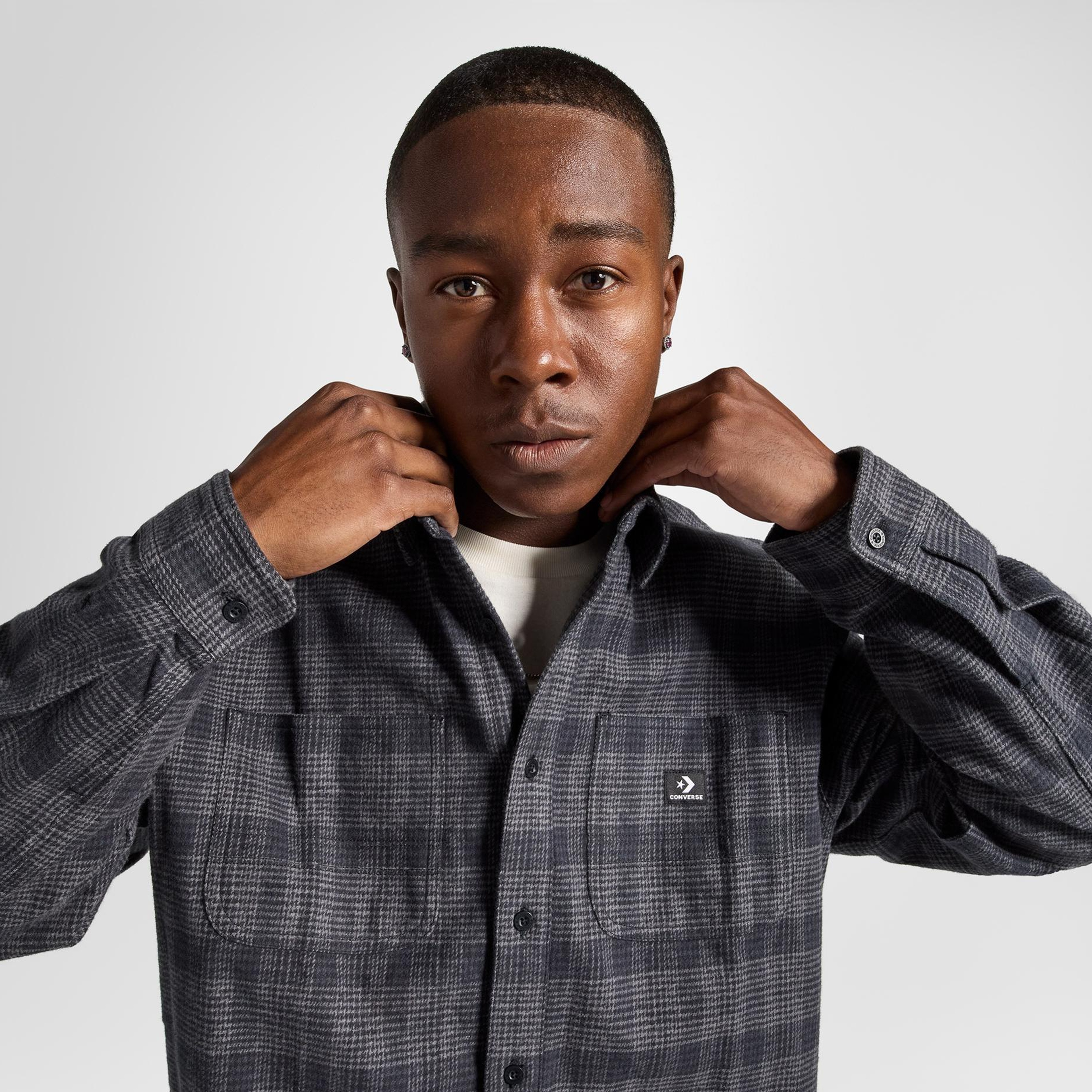 Converse Erkek Ekose Gri Gömlek