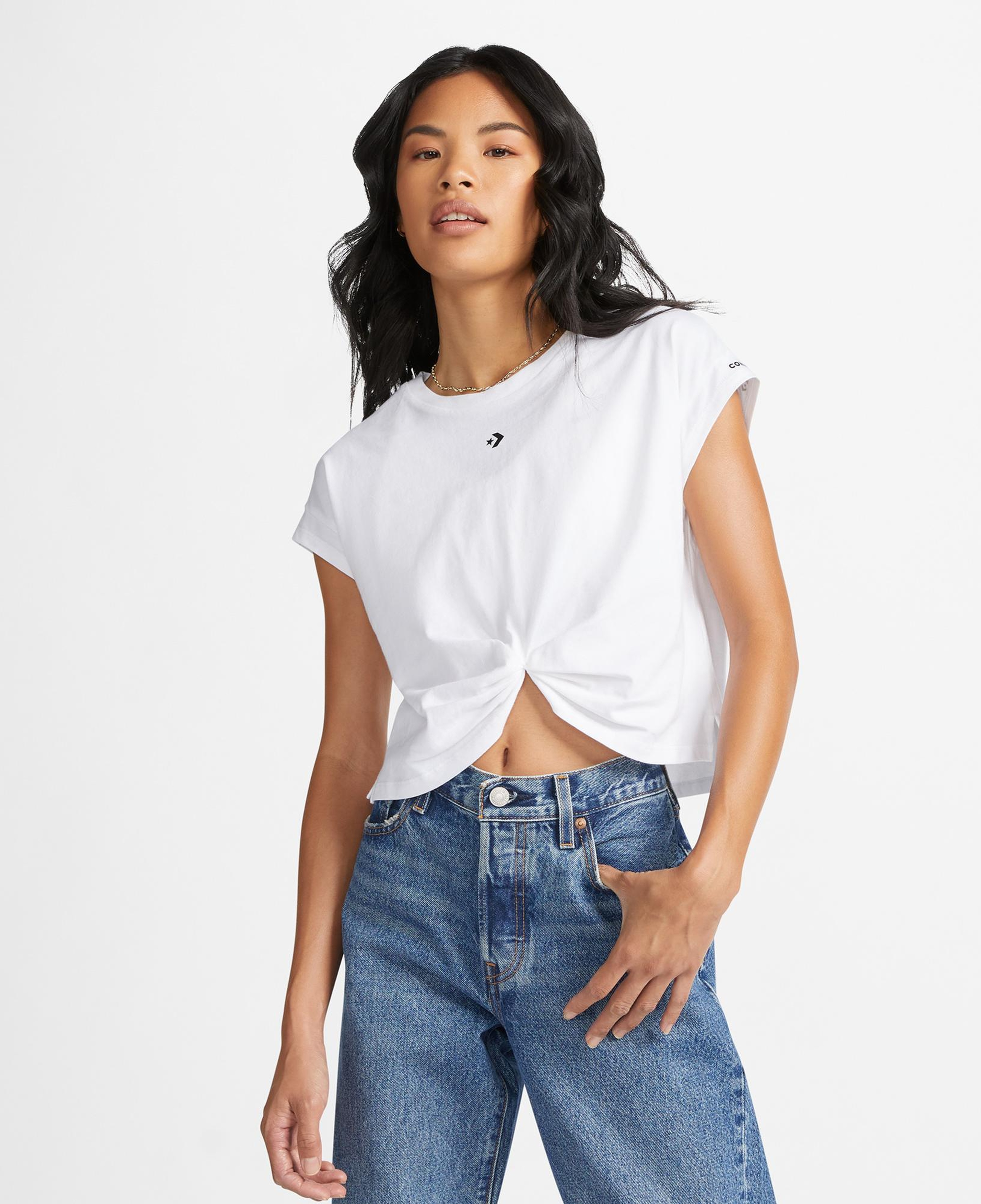 Converse Star Chevron Twist Cropped Kadın Beyaz T-Shirt