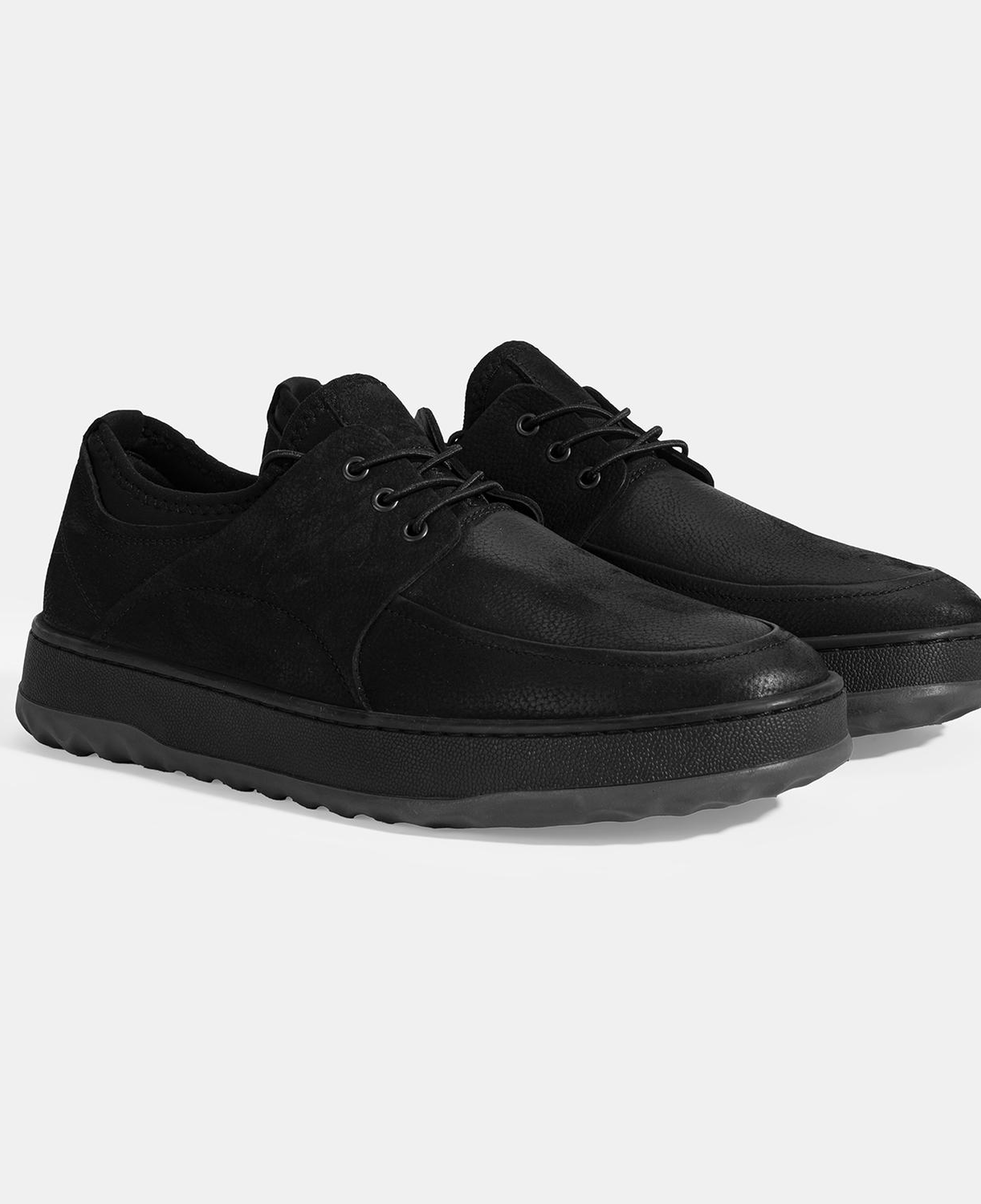 Erkek Siyah Bağcıklı Nubuk Deri Günlük Ayakkabı