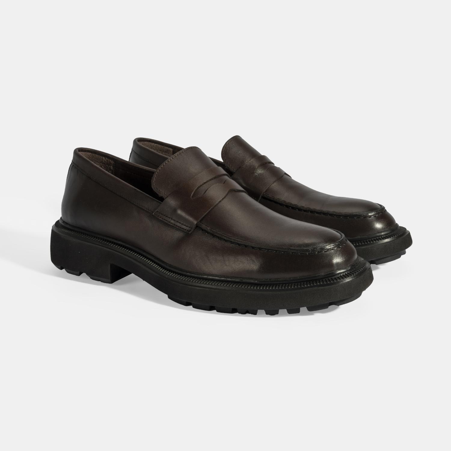 Erkek Kahve Deri Loafer