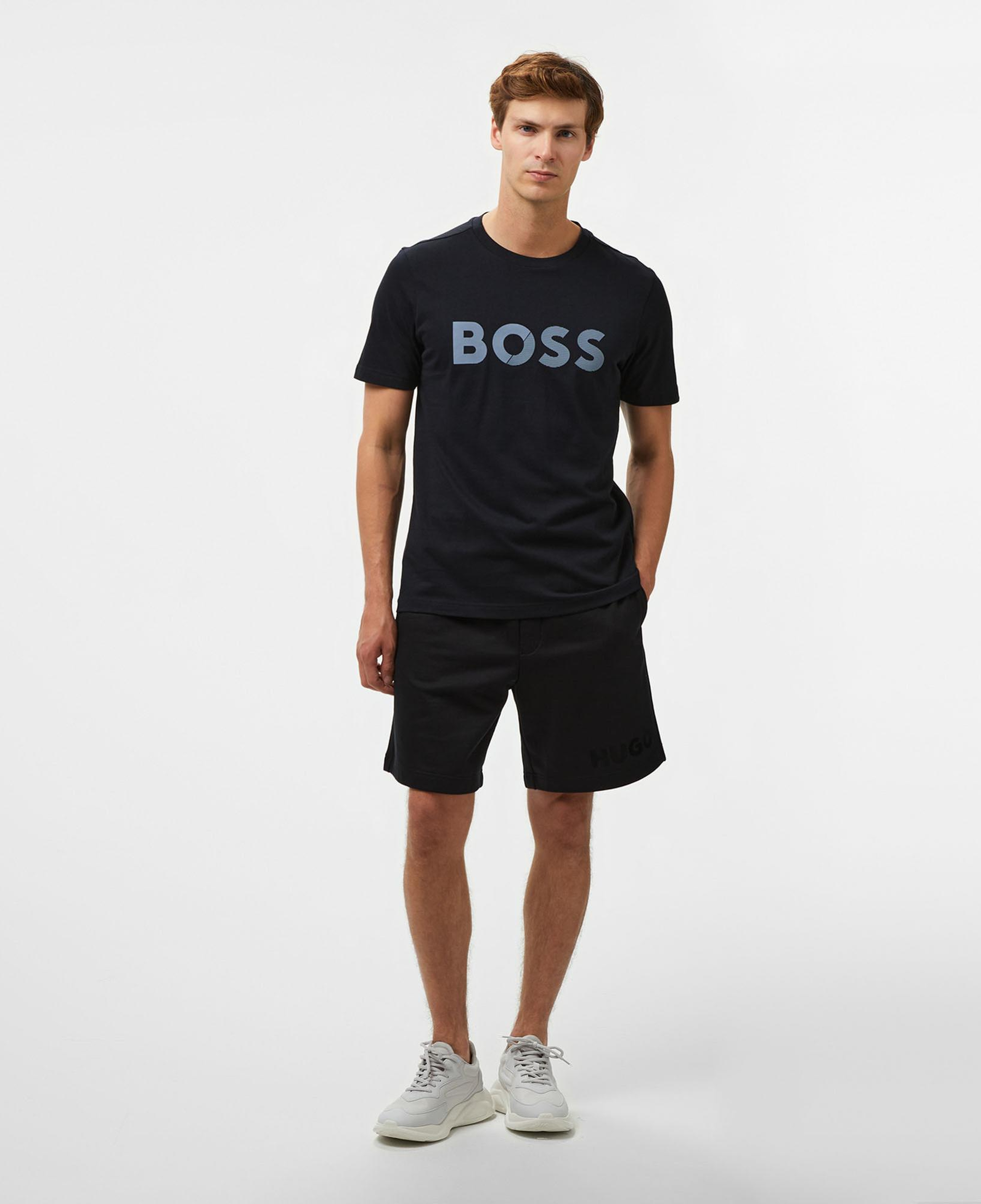 Boss Tape Logo Erkek Mavi T-Shirt