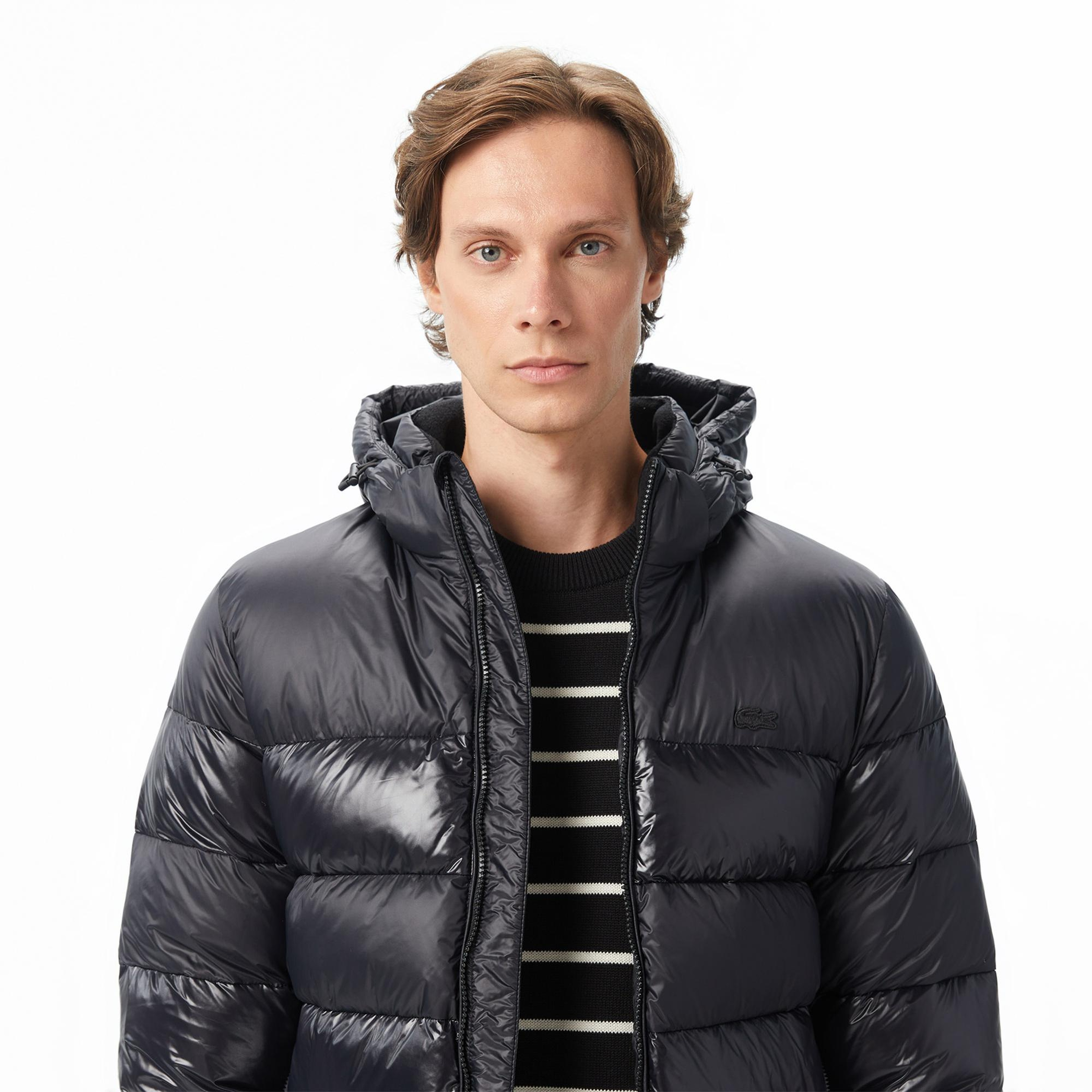 Lacoste Erkek Kapüşonlu Siyah Mont