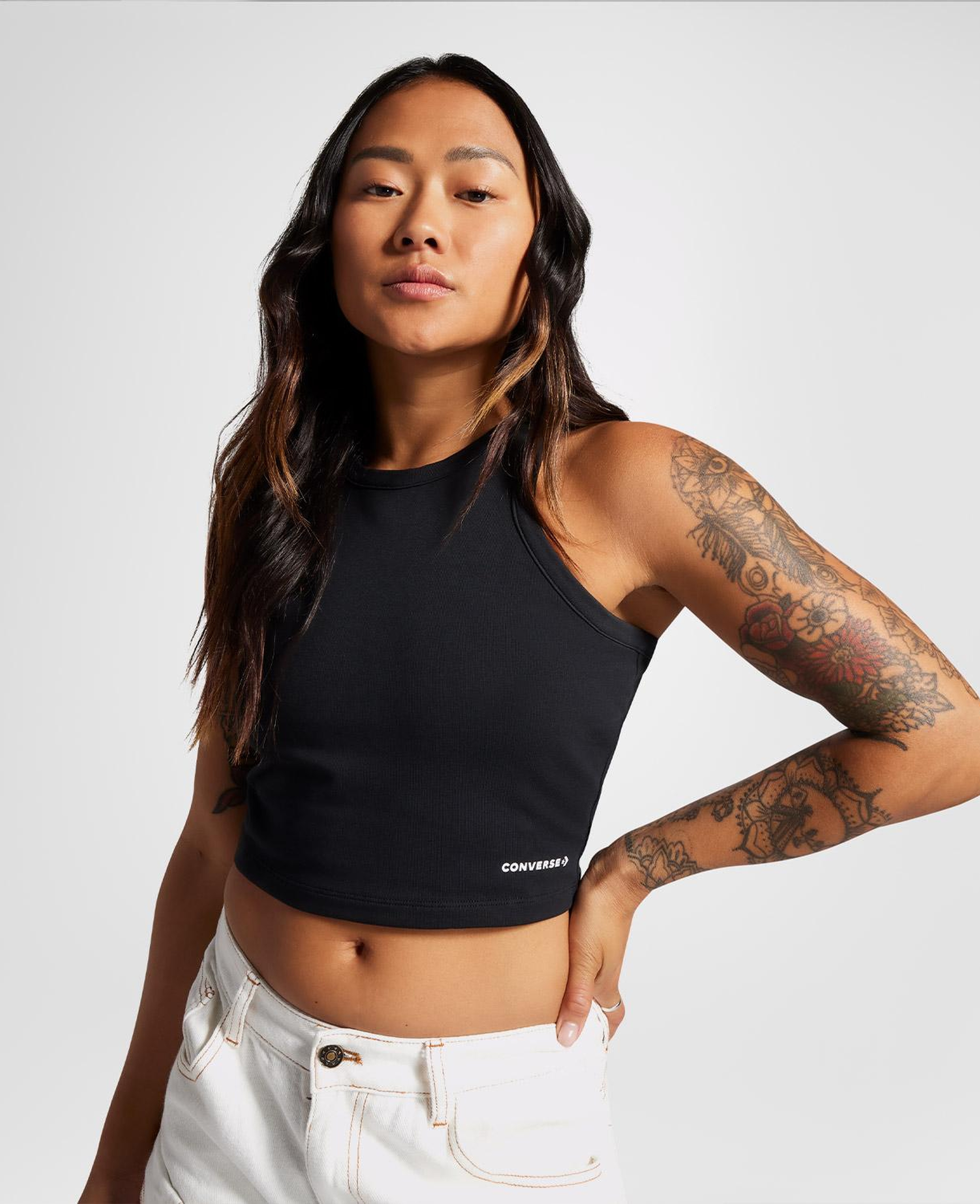 Converse Slim Fit Kadın Siyah Crop Top