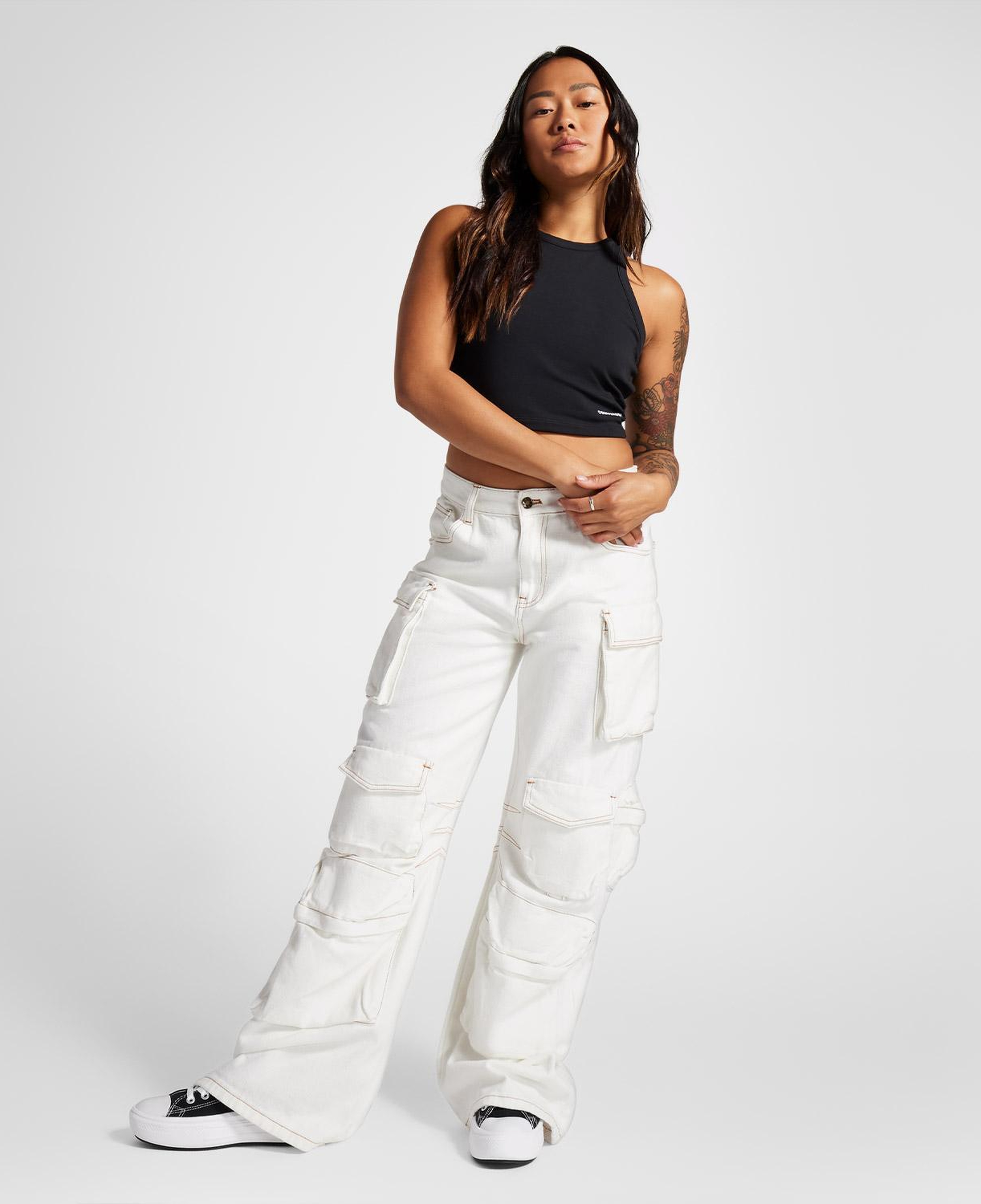 Converse Slim Fit Kadın Siyah Crop Top