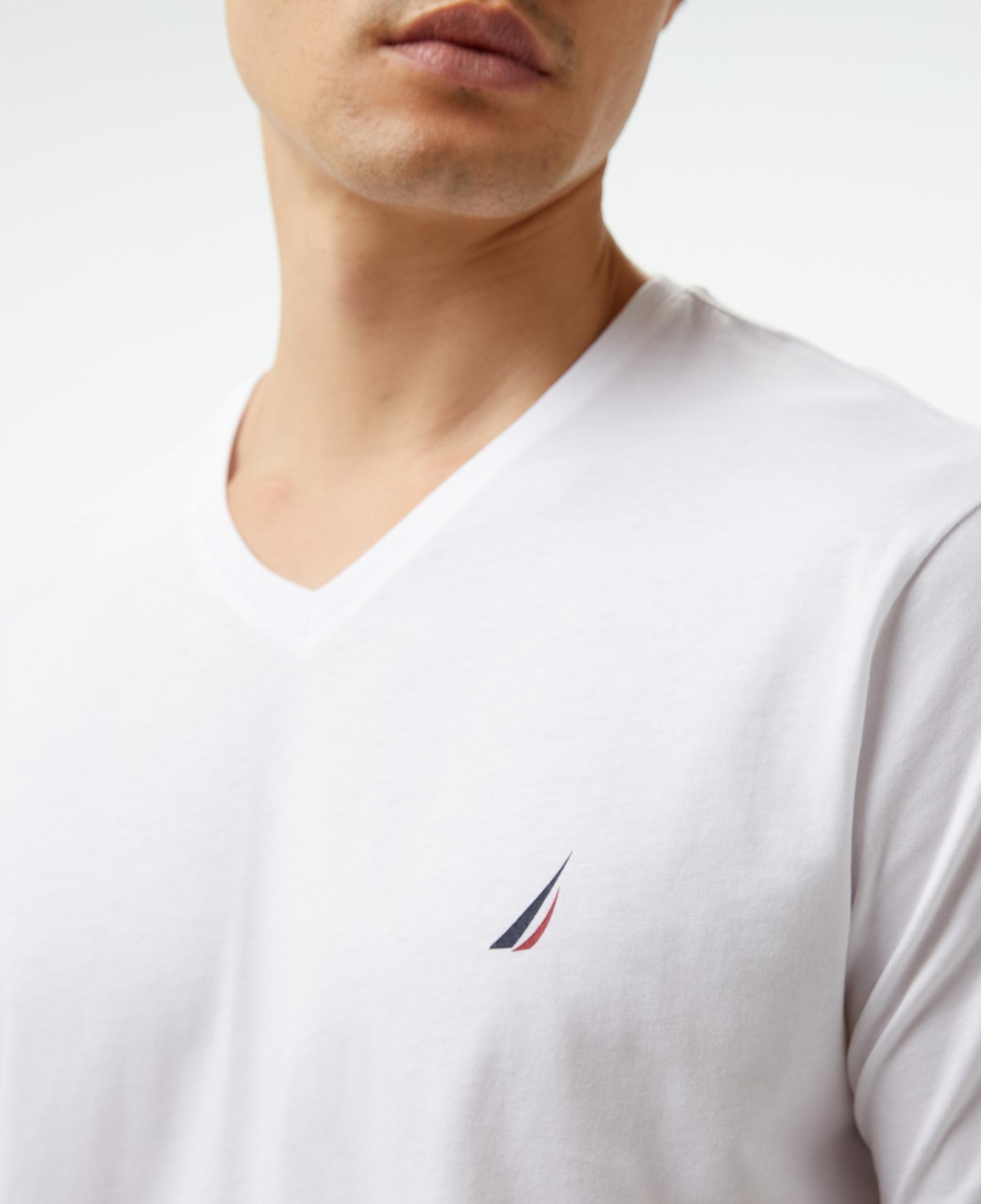 Nautica Erkek Beyaz Standart Fit V Yaka T-Shirt