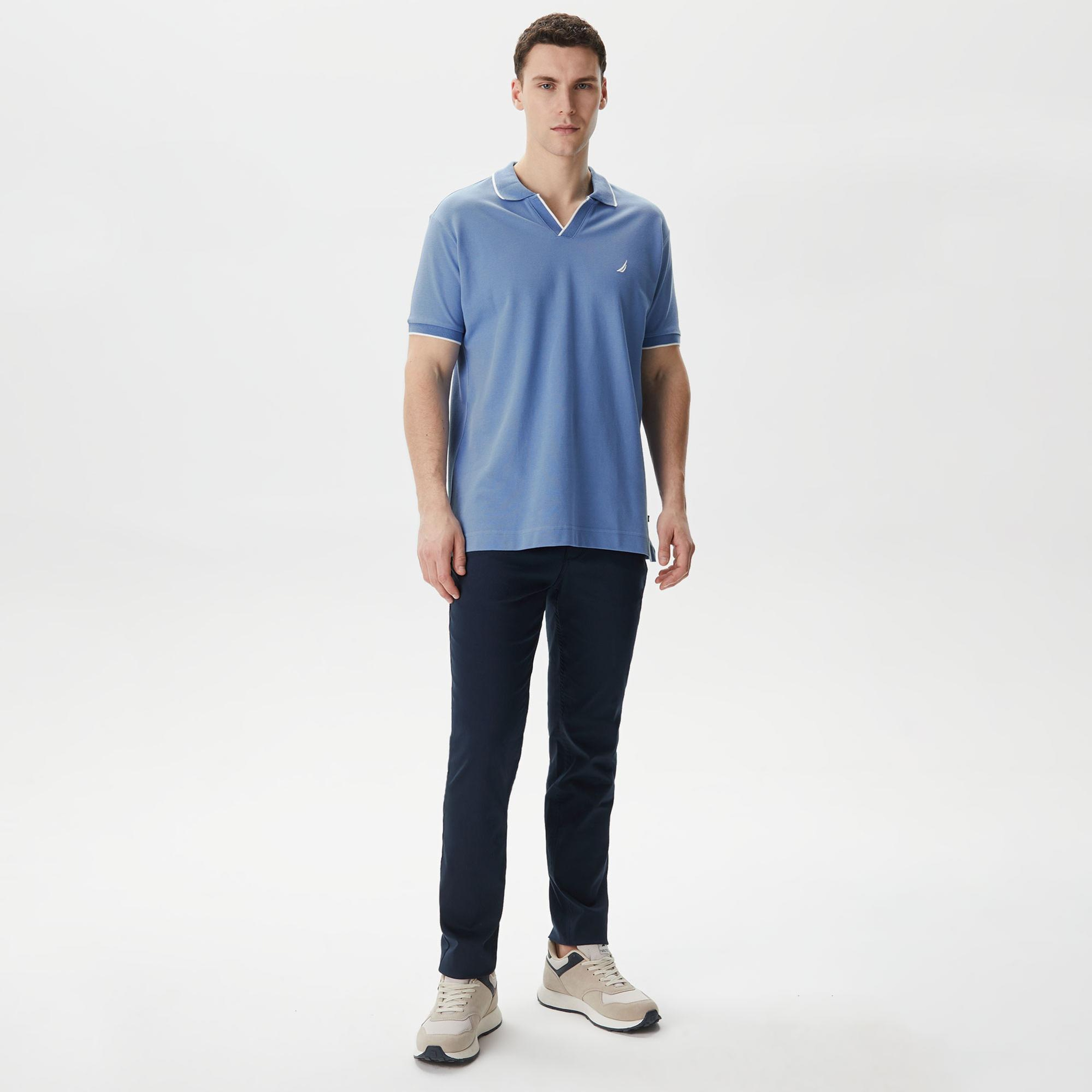 Nautica Erkek Mavi Classic Fit Kısa Kollu Polo Yaka T-Shirt