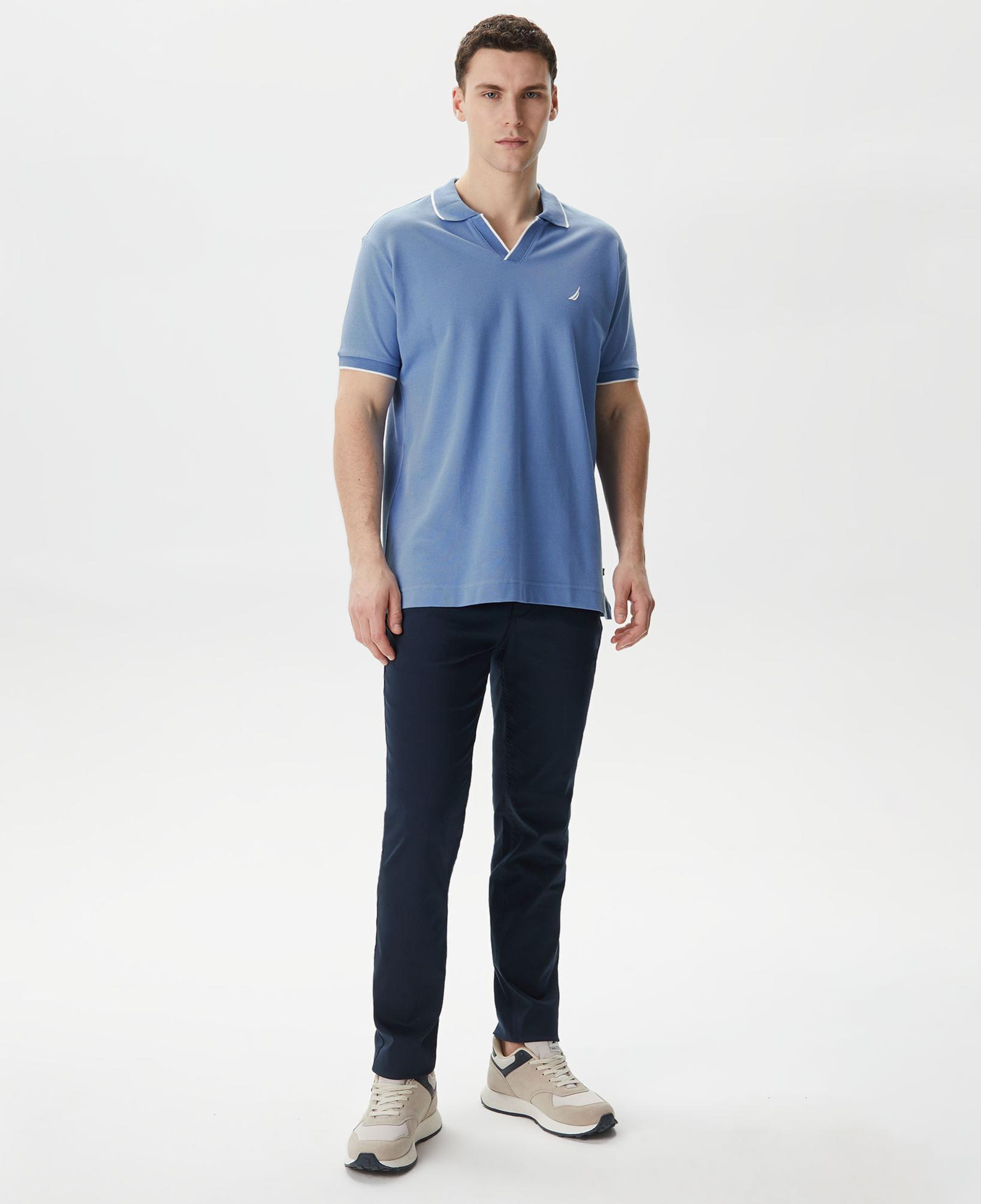 Nautica Erkek Mavi Classic Fit Kısa Kollu Polo Yaka T-Shirt