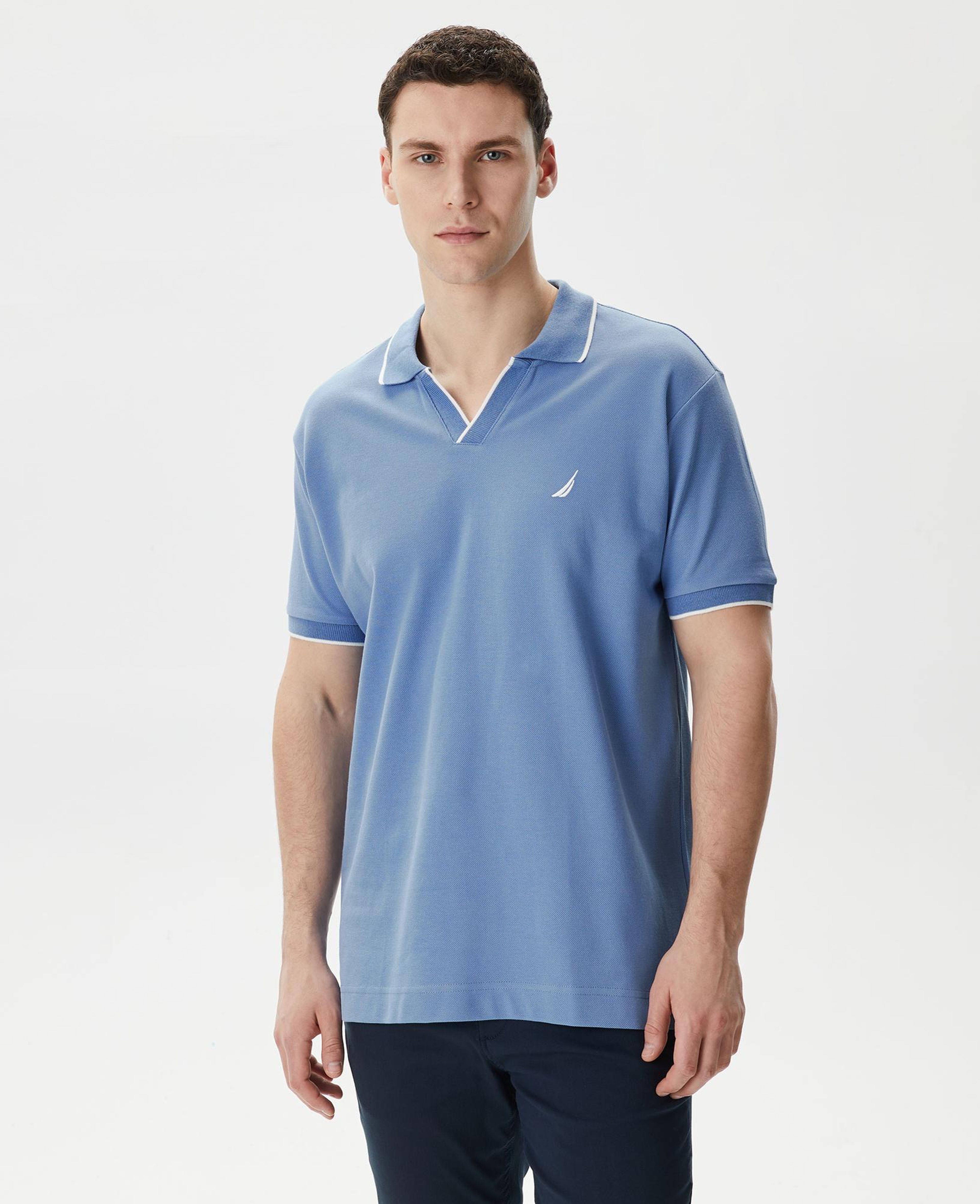 Nautica Erkek Mavi Classic Fit Kısa Kollu Polo Yaka T-Shirt