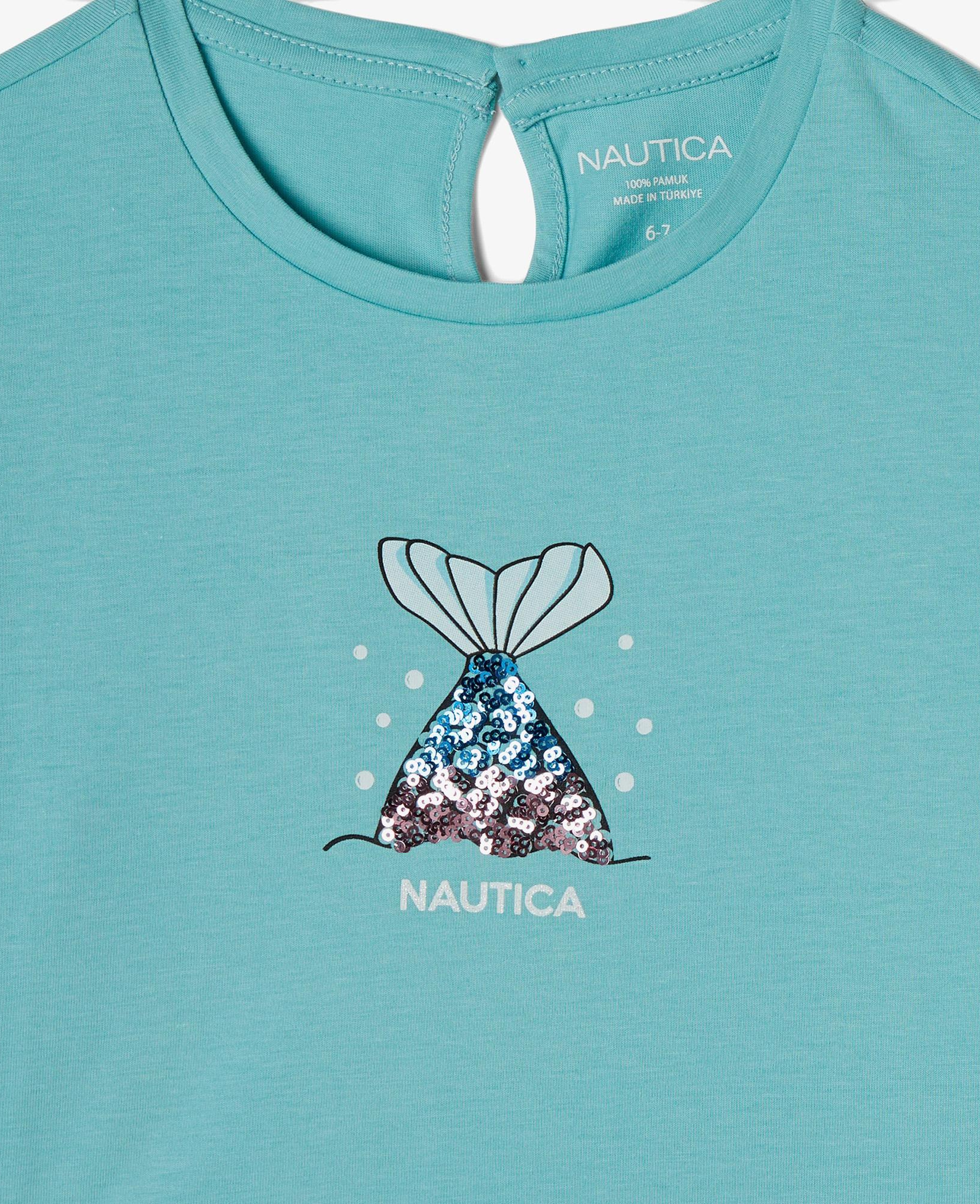 Nautica Kız Çocuk Mavi Relaxed Fit T-Shirt