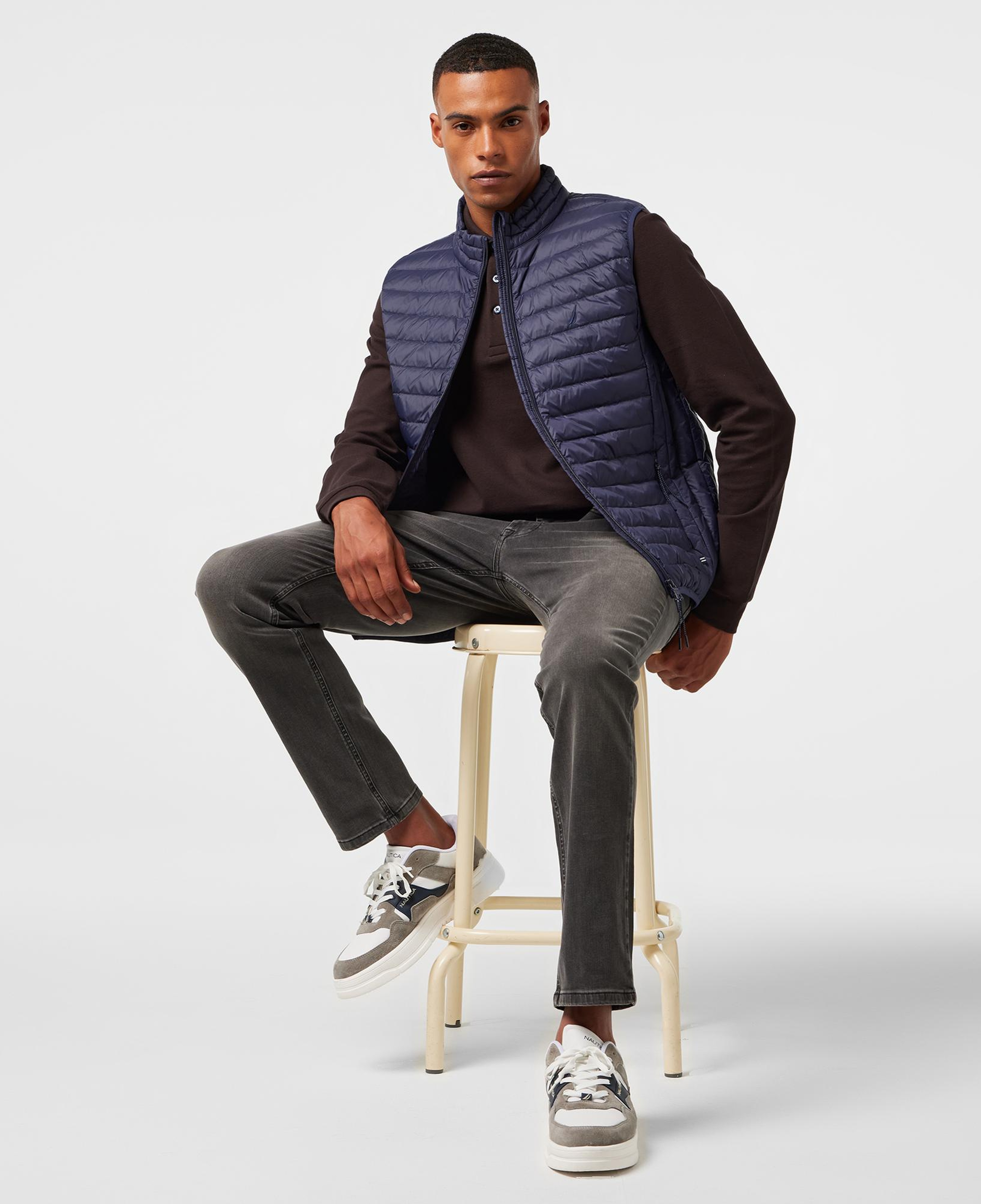 Nautica Erkek Lacivert Su Kaydırma Özellikli Kaz Tüyü Yelek