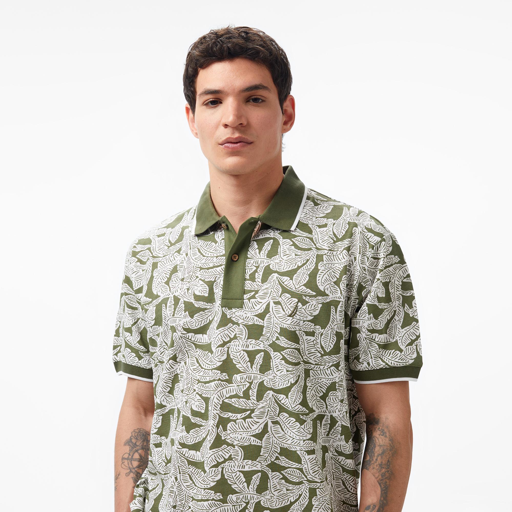 Nautica Erkek Yeşil Classic Fit Kısa Kollu Baskılı Polo Yaka T-Shirt
