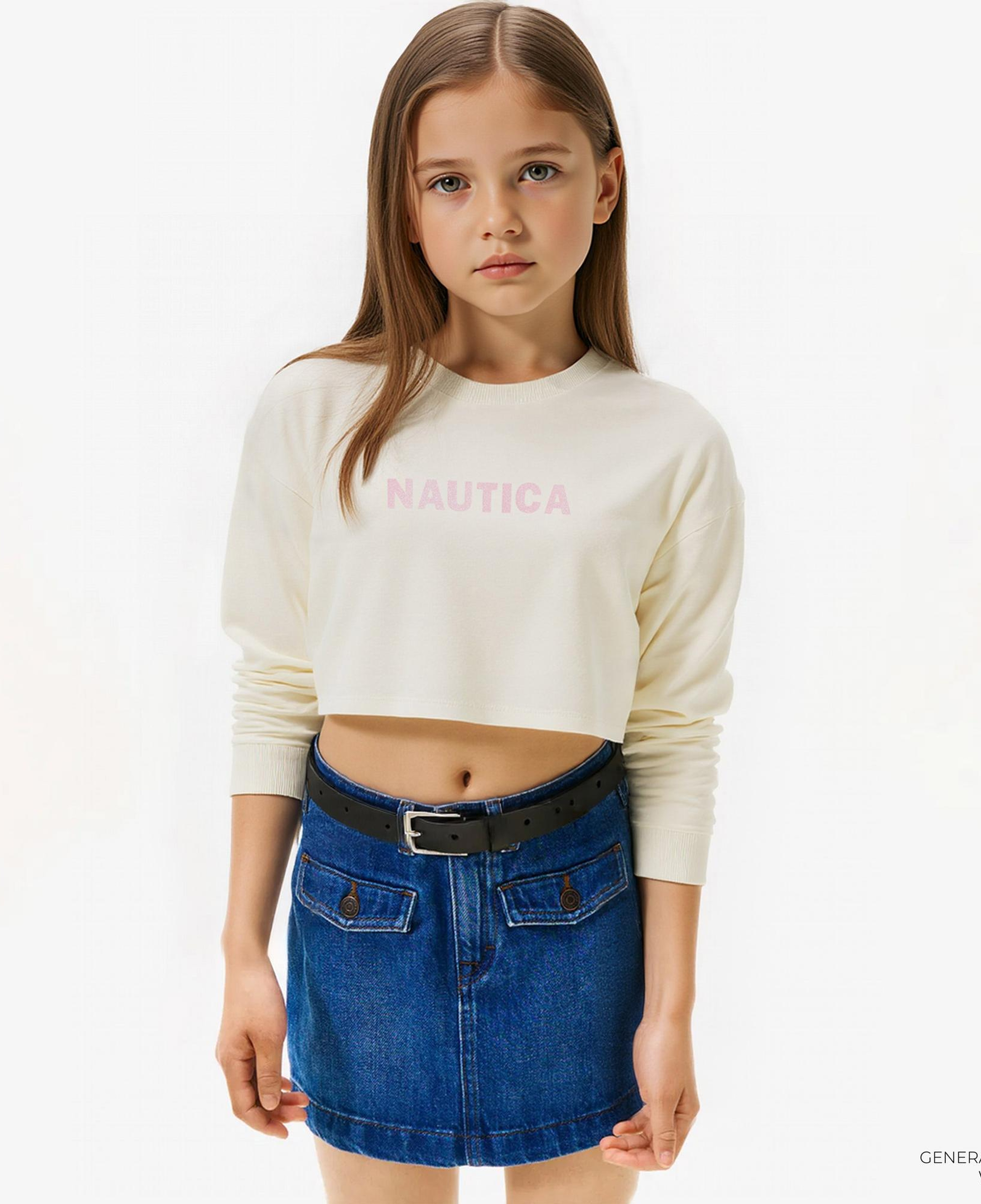 Nautica Kız Çocuk Beyaz Oversize Sweatshirt