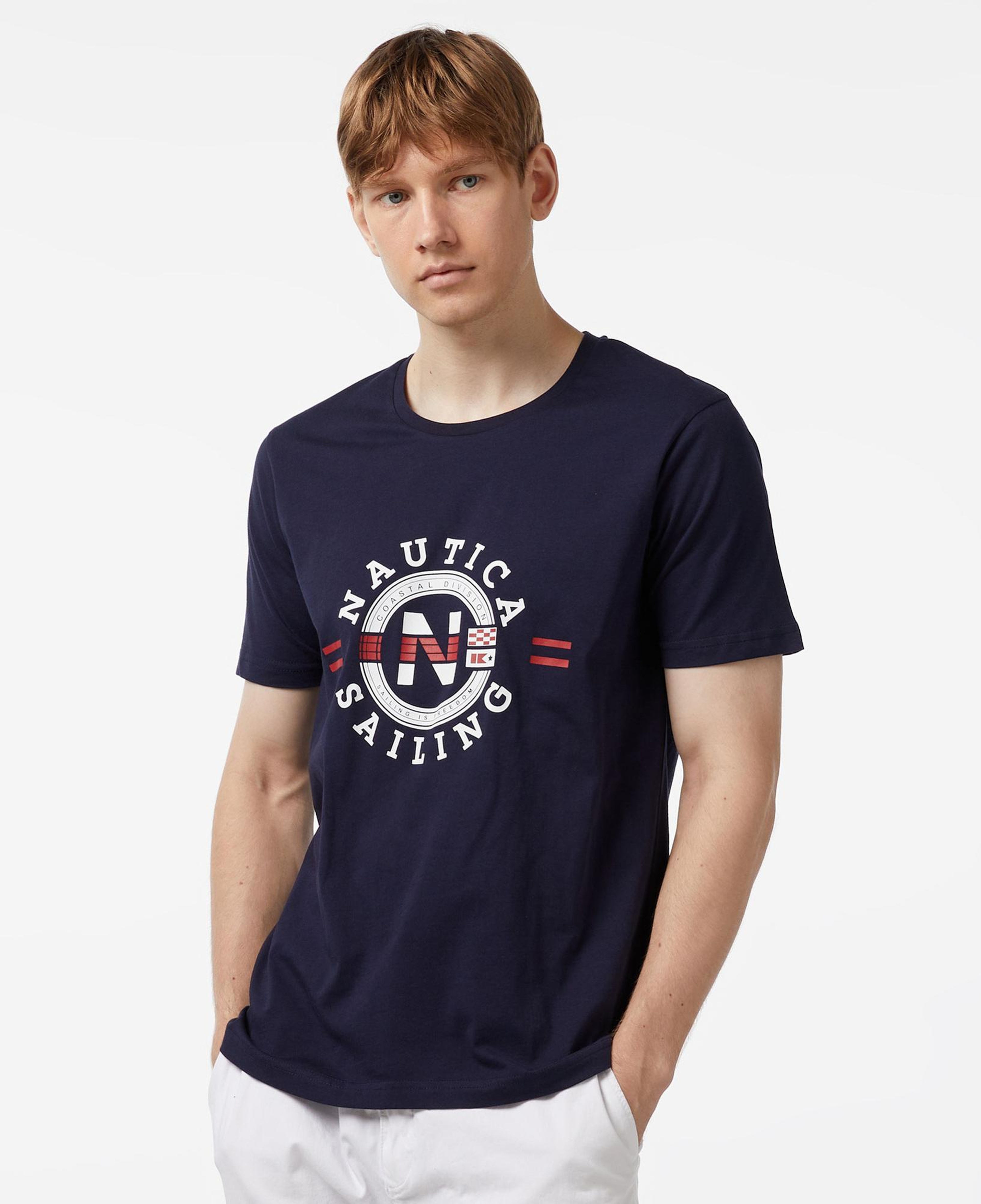Nautica Erkek Lacivert Standart Fit Kısa Kollu Baskılı T-Shirt