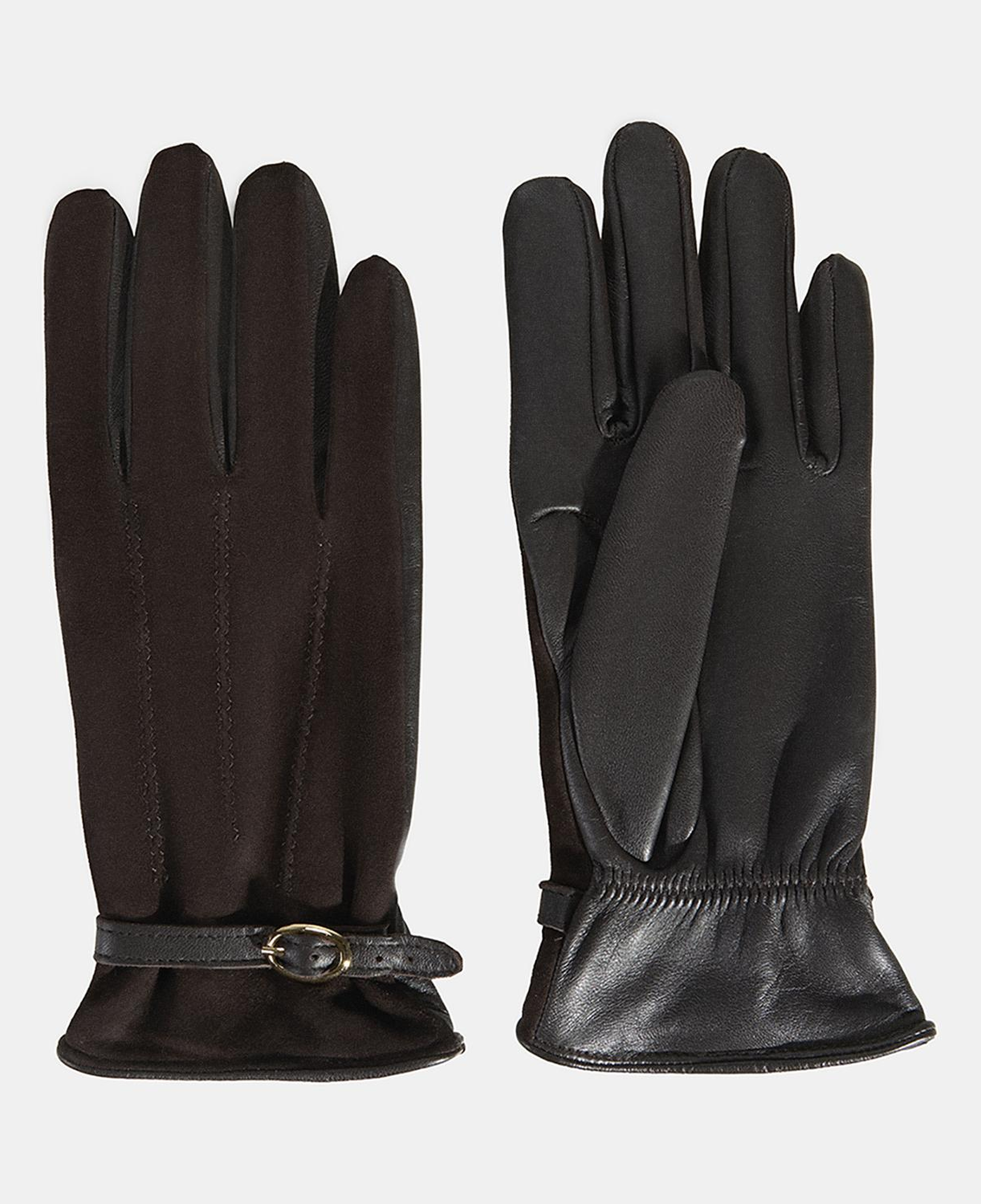 Kadın Kahve Tokalı Süet Deri Eldiven