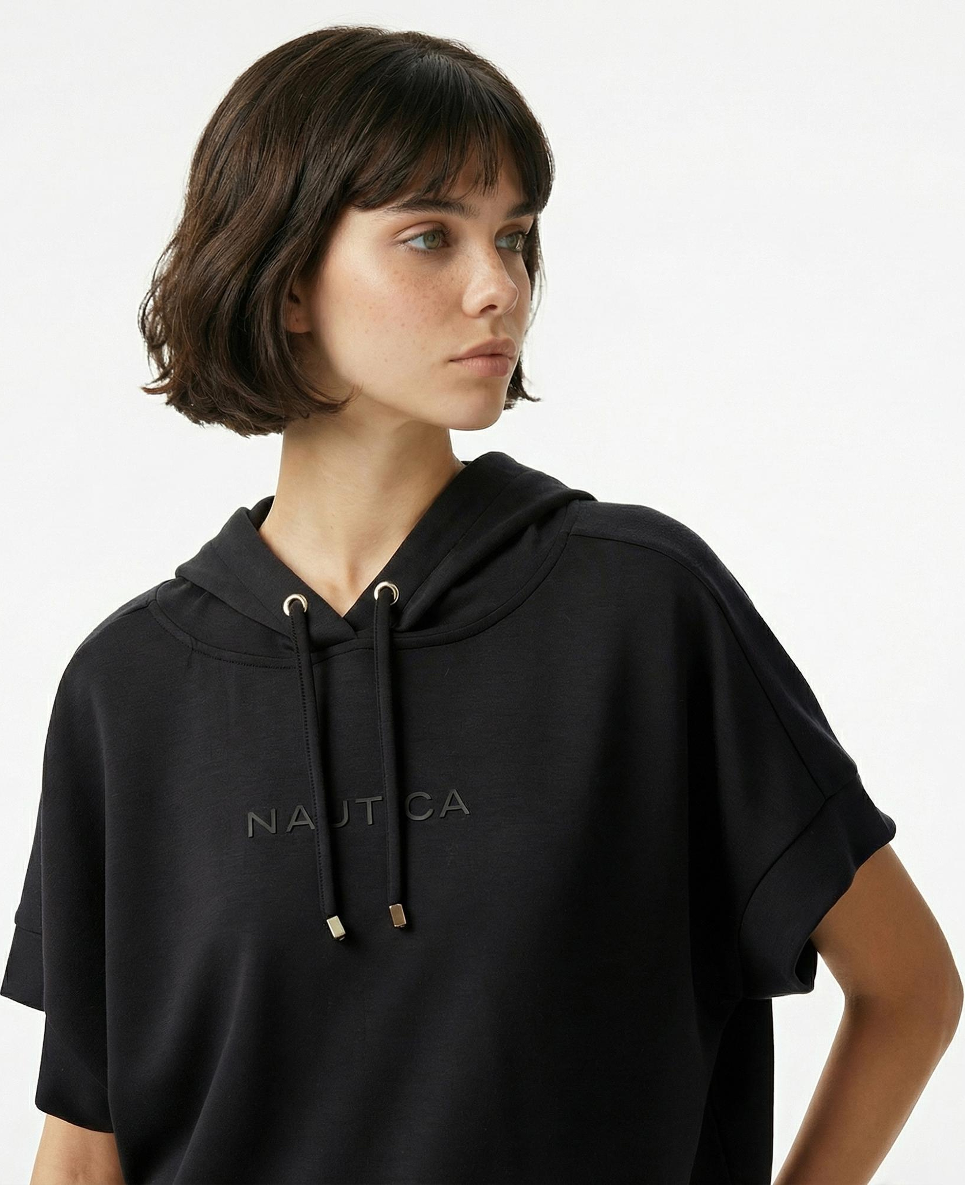 Nautica Kadın Siyah Relaxed Fit Kapüşonlu Sweatshirt