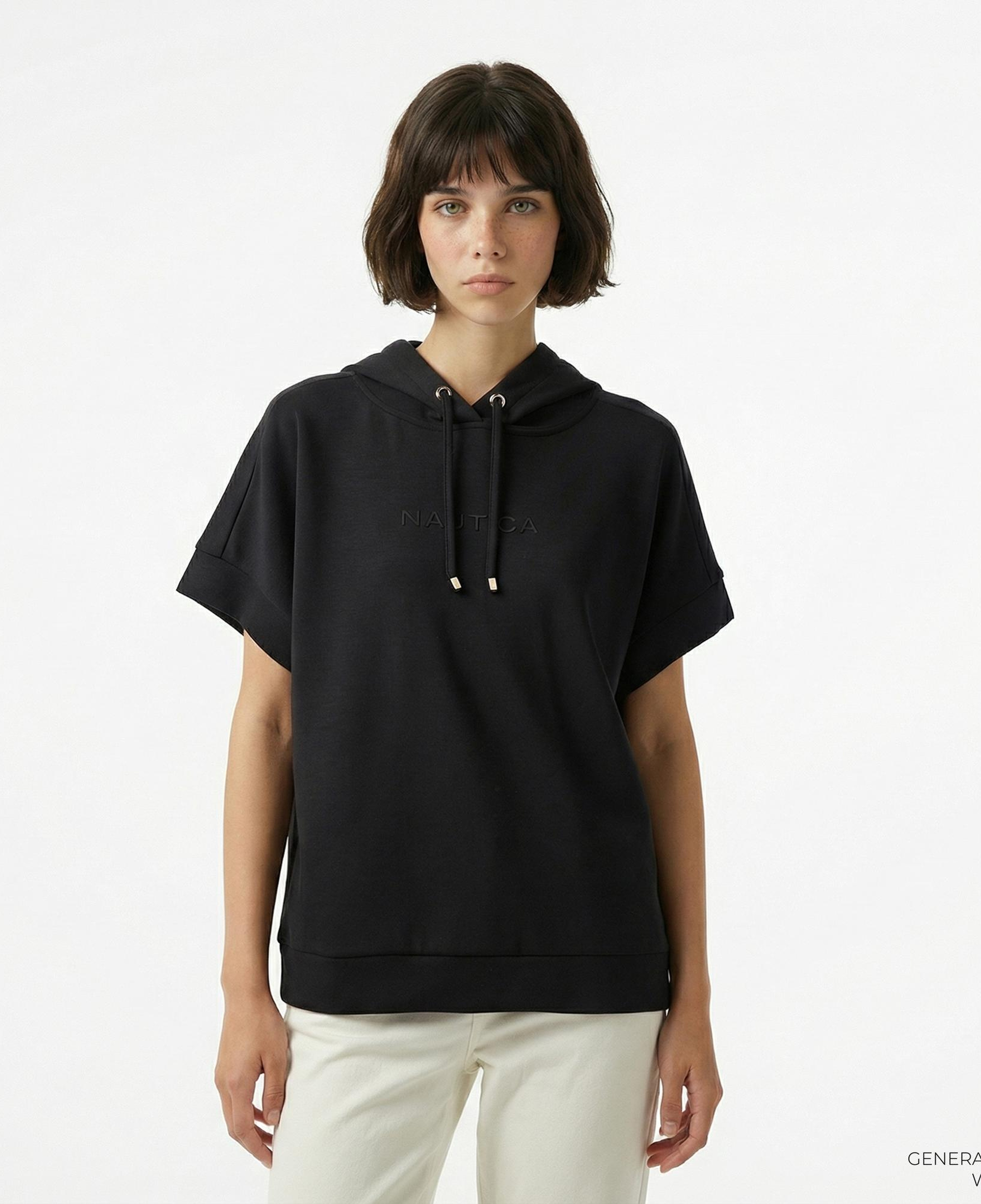 Nautica Kadın Siyah Relaxed Fit Kapüşonlu Sweatshirt