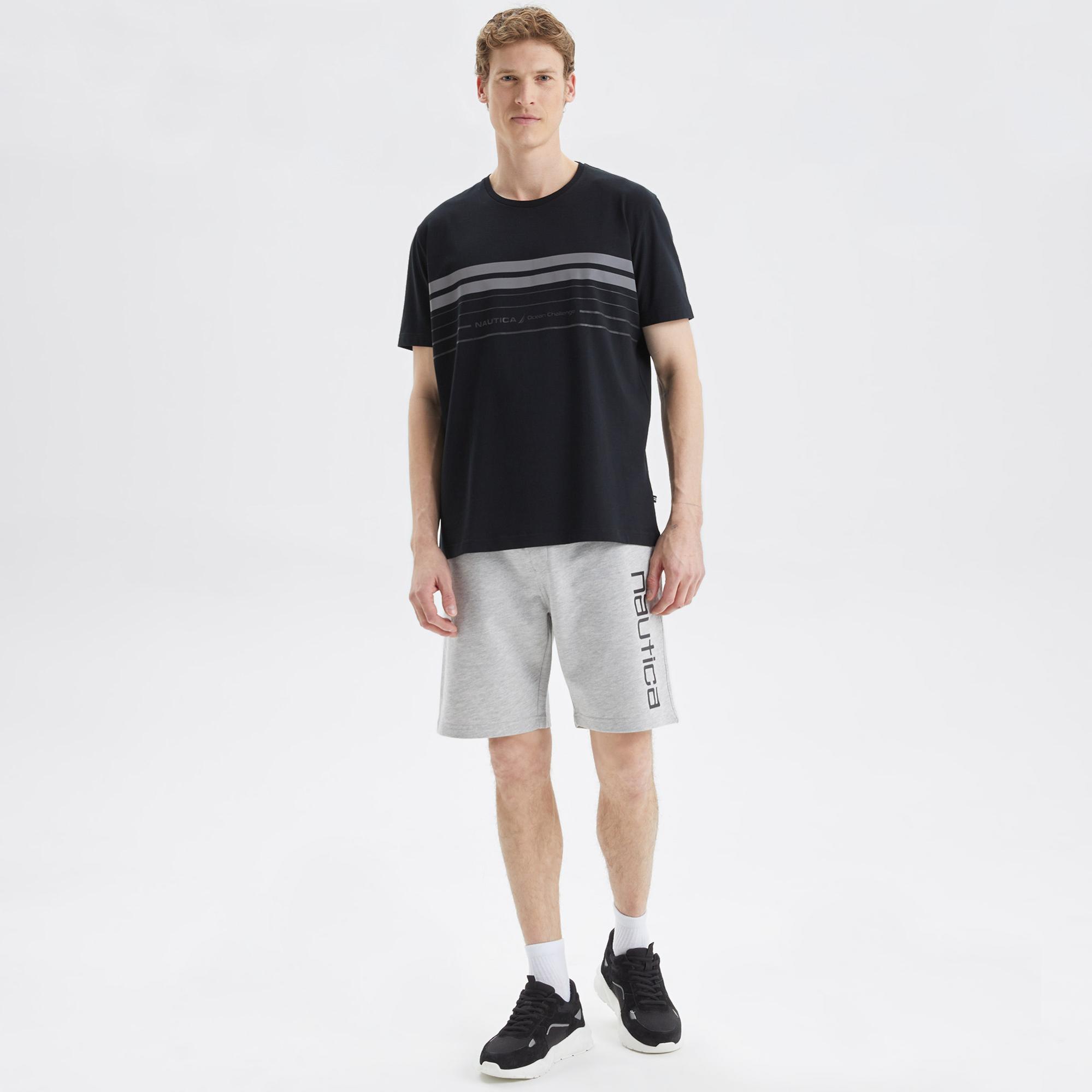 Nautica Erkek Siyah Standart Fit Çizgili T-Shirt