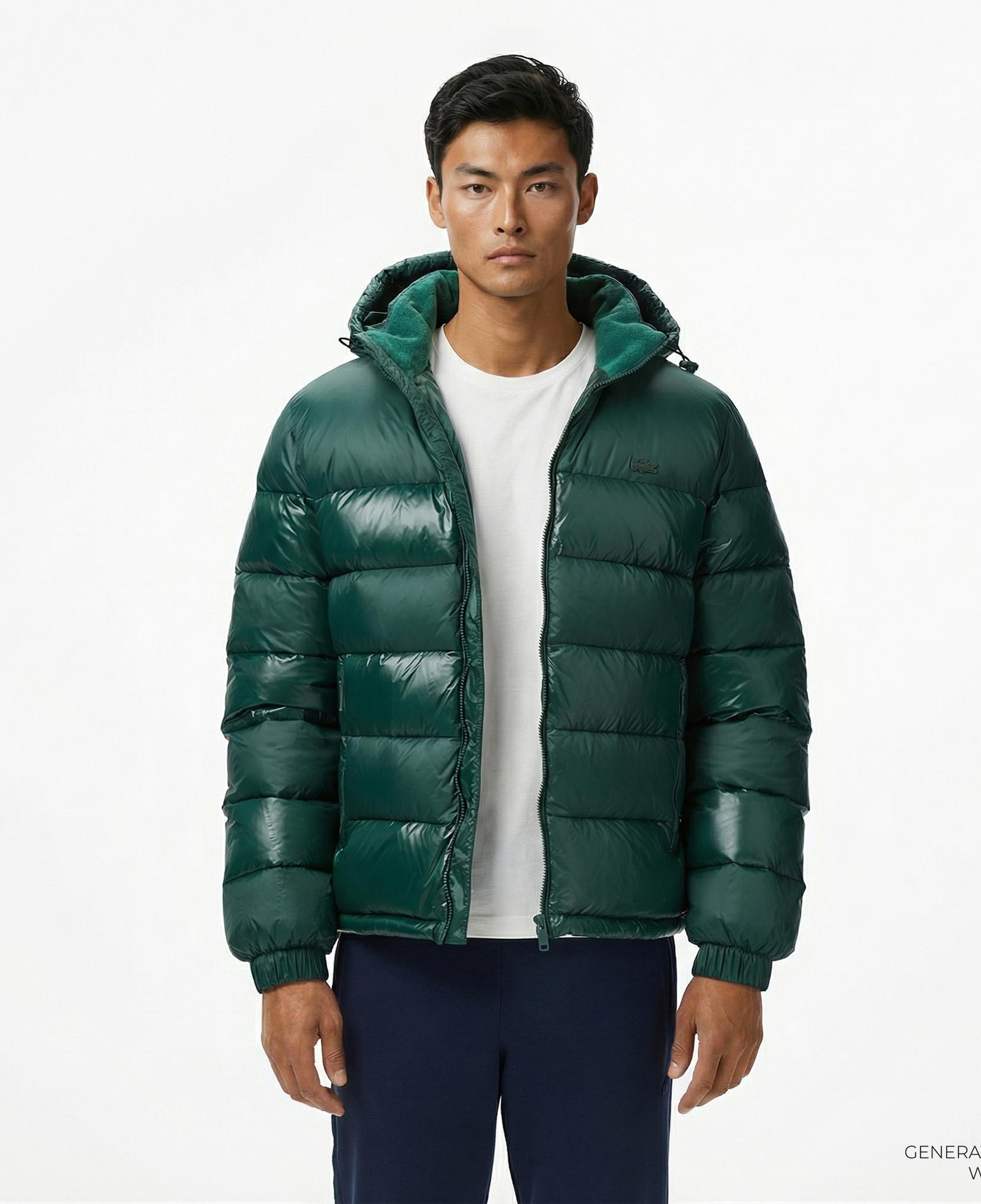 Lacoste Erkek Kapüşonlu Koyu Yeşil Mont