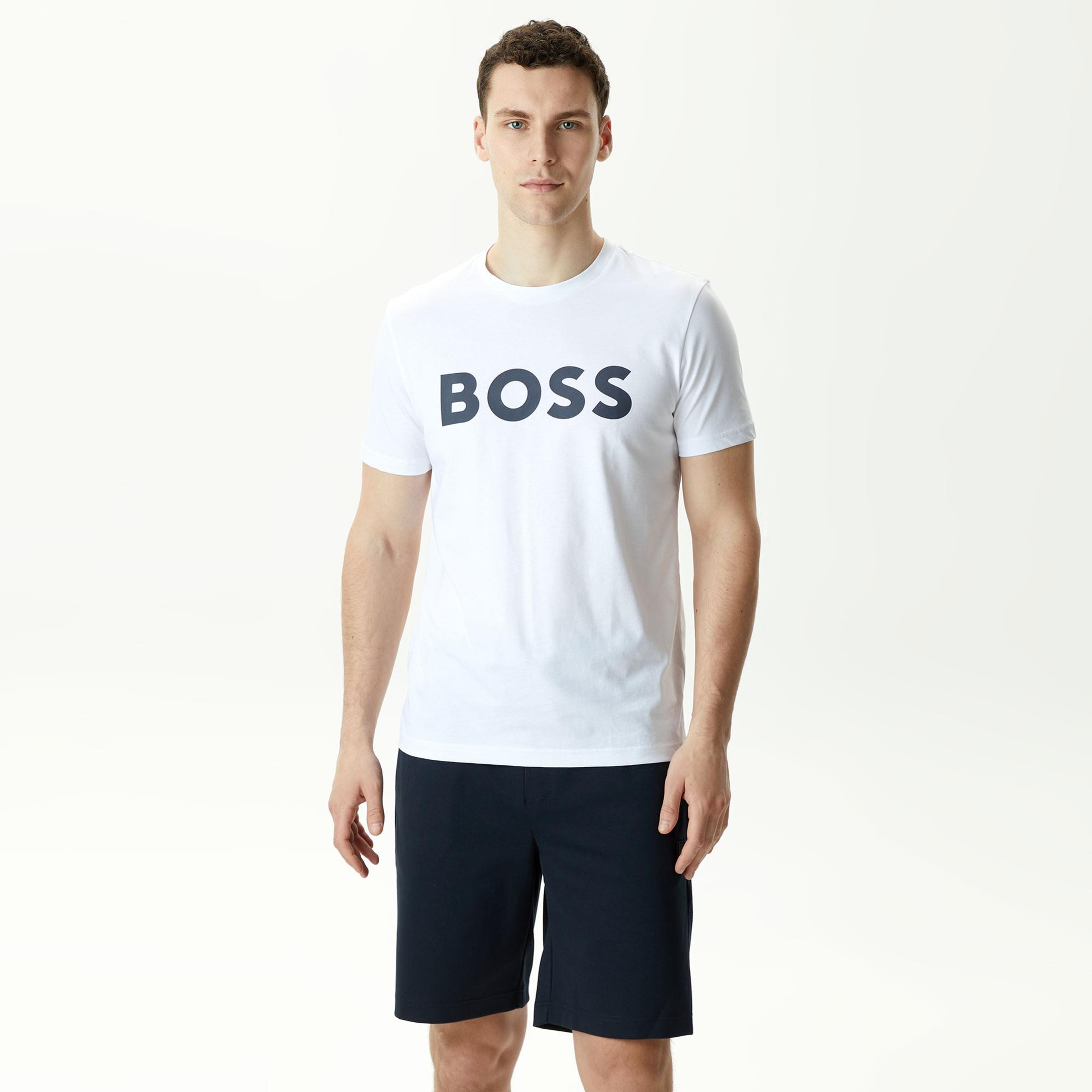 Boss Thinking Erkek Beyaz T-Shirt