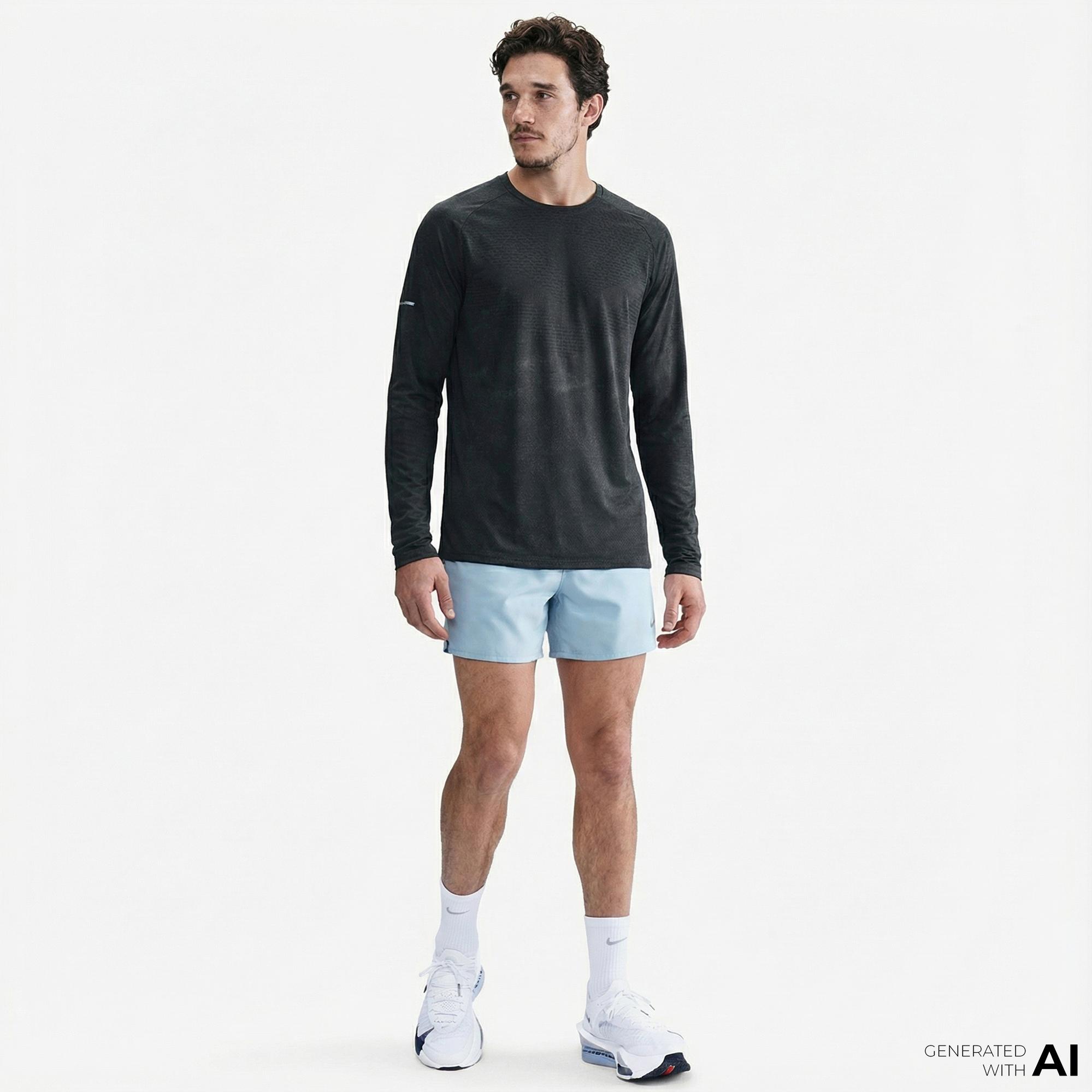 Nike Dri-Fit Stride Erkek Siyah Uzun Kollu T-Shirt