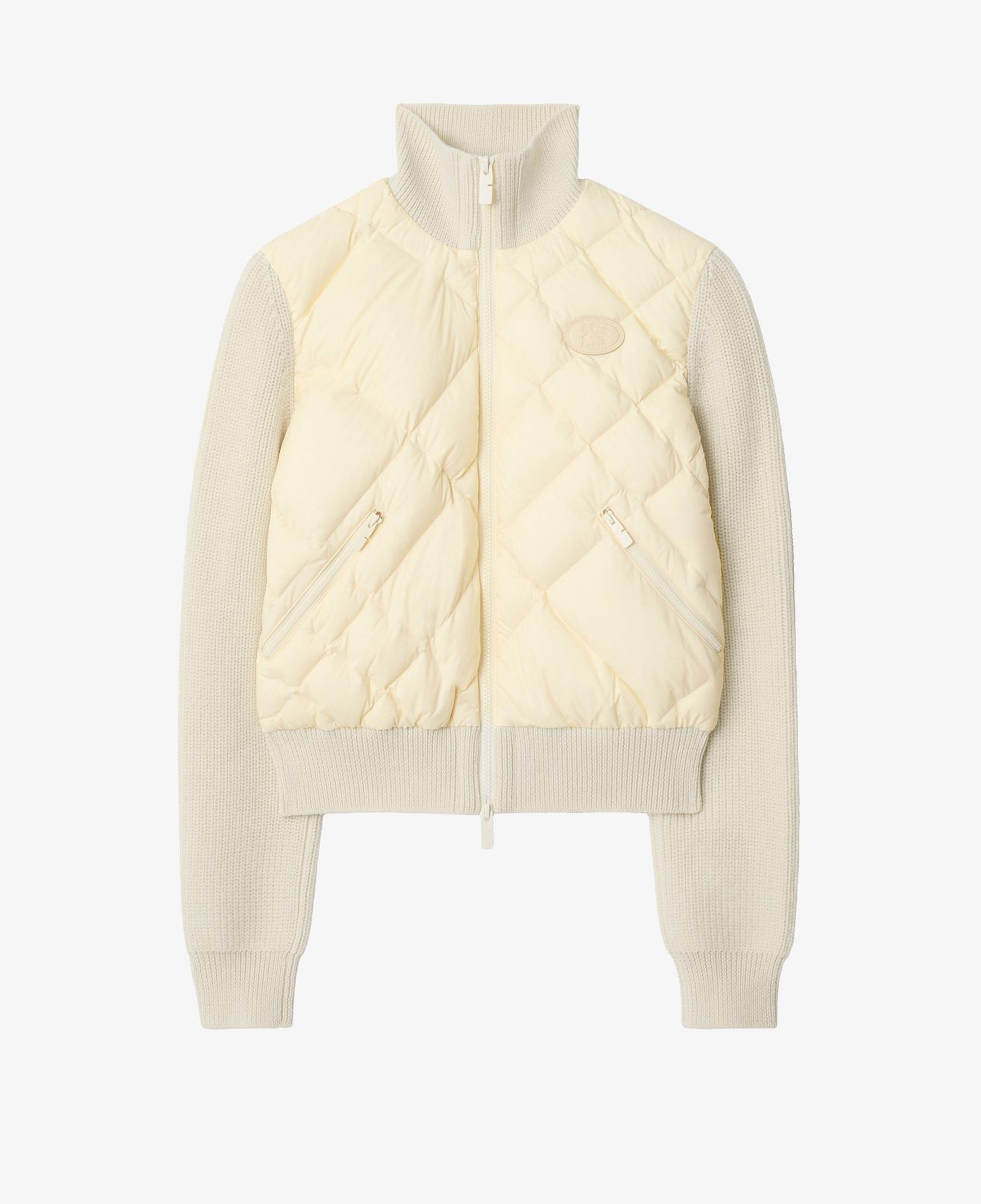 Burberry Check-Stitch Nylon And Wool Kadın Beyaz Mont