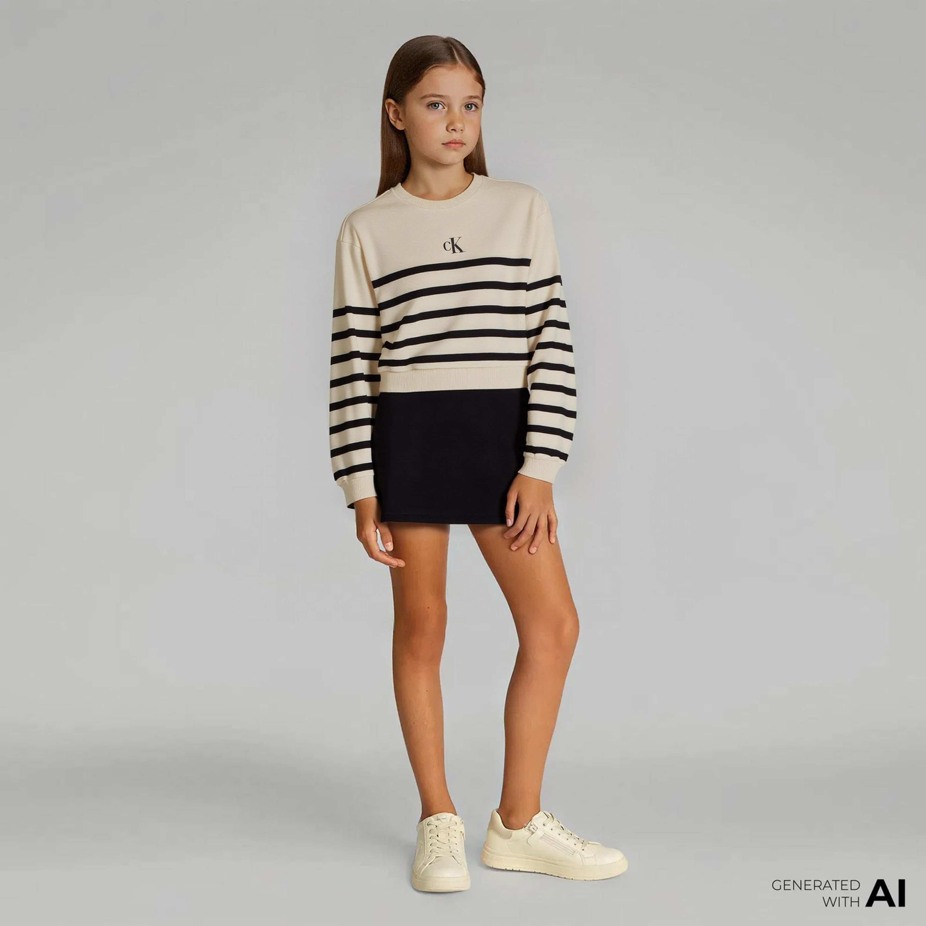 Calvin Klein Relaxed Terry Çocuk Beyaz Elbise