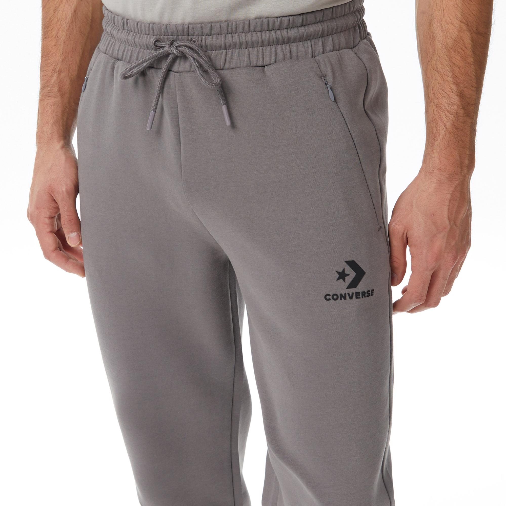 Converse Star Chevron Baskılı Erkek Oversize Fit Gri Eşofman Altı