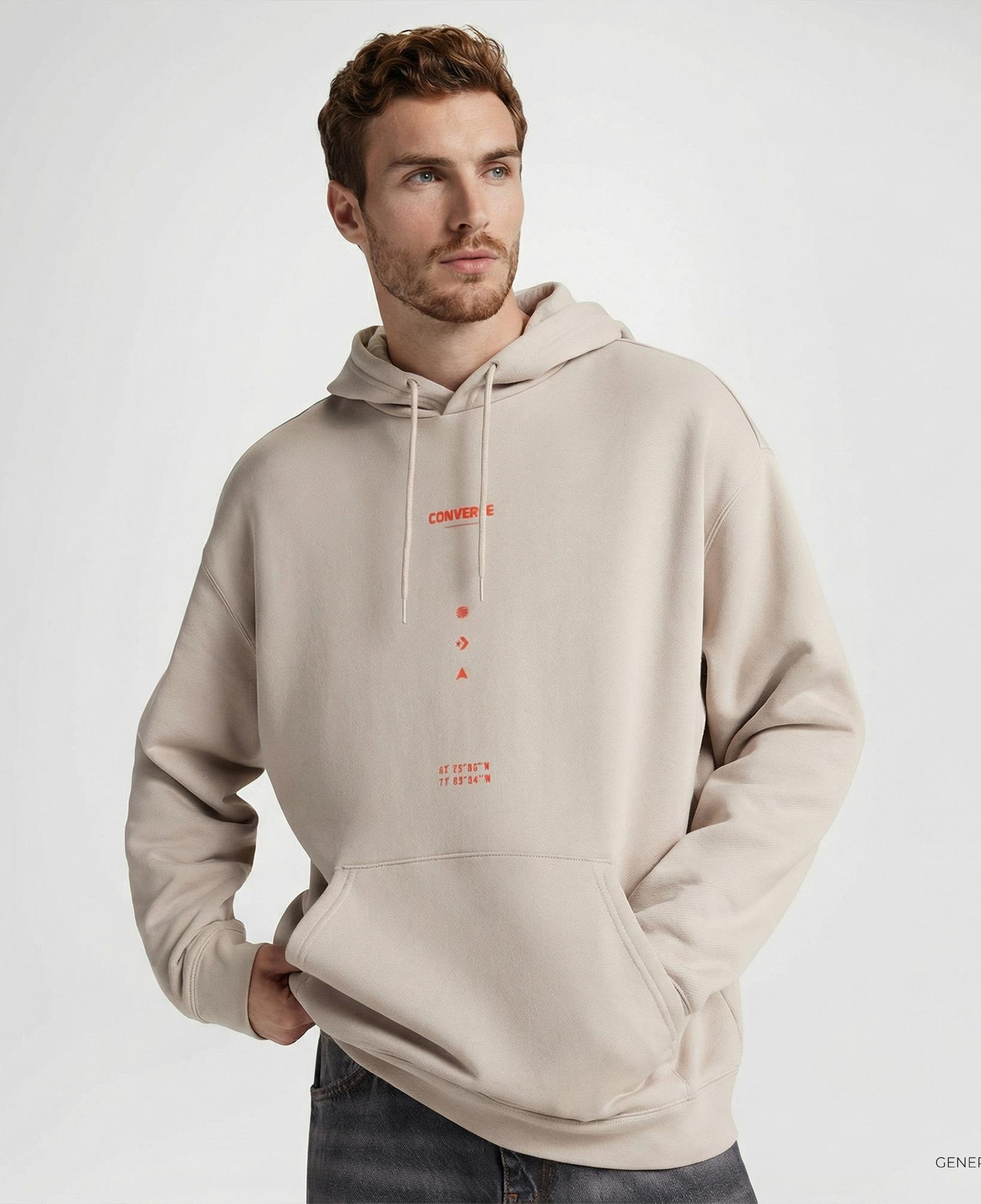 Converse Erkek Loose Fit Bej Hoodie