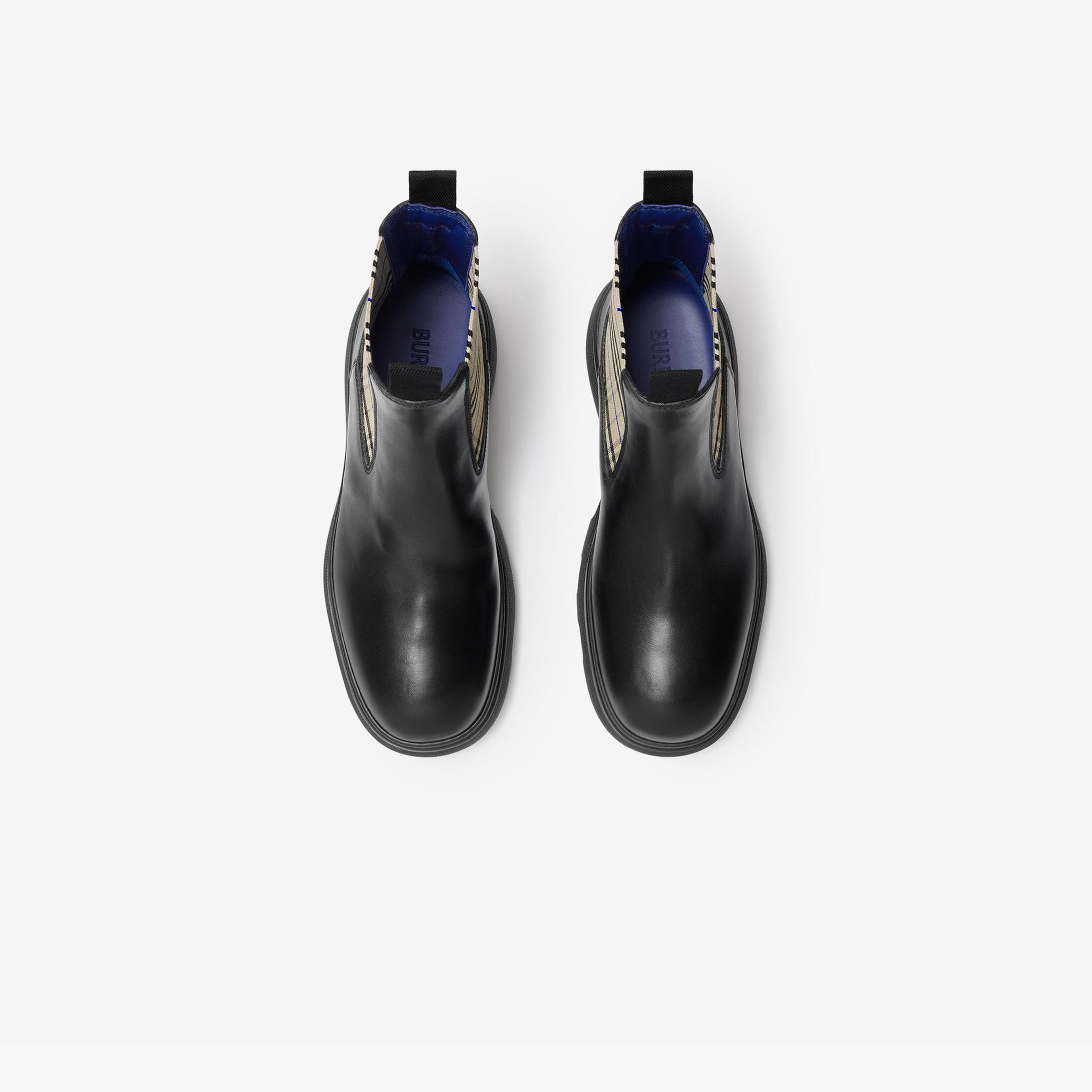 Burberry Leather Creeper Low Chelsea Erkek Siyah Bot