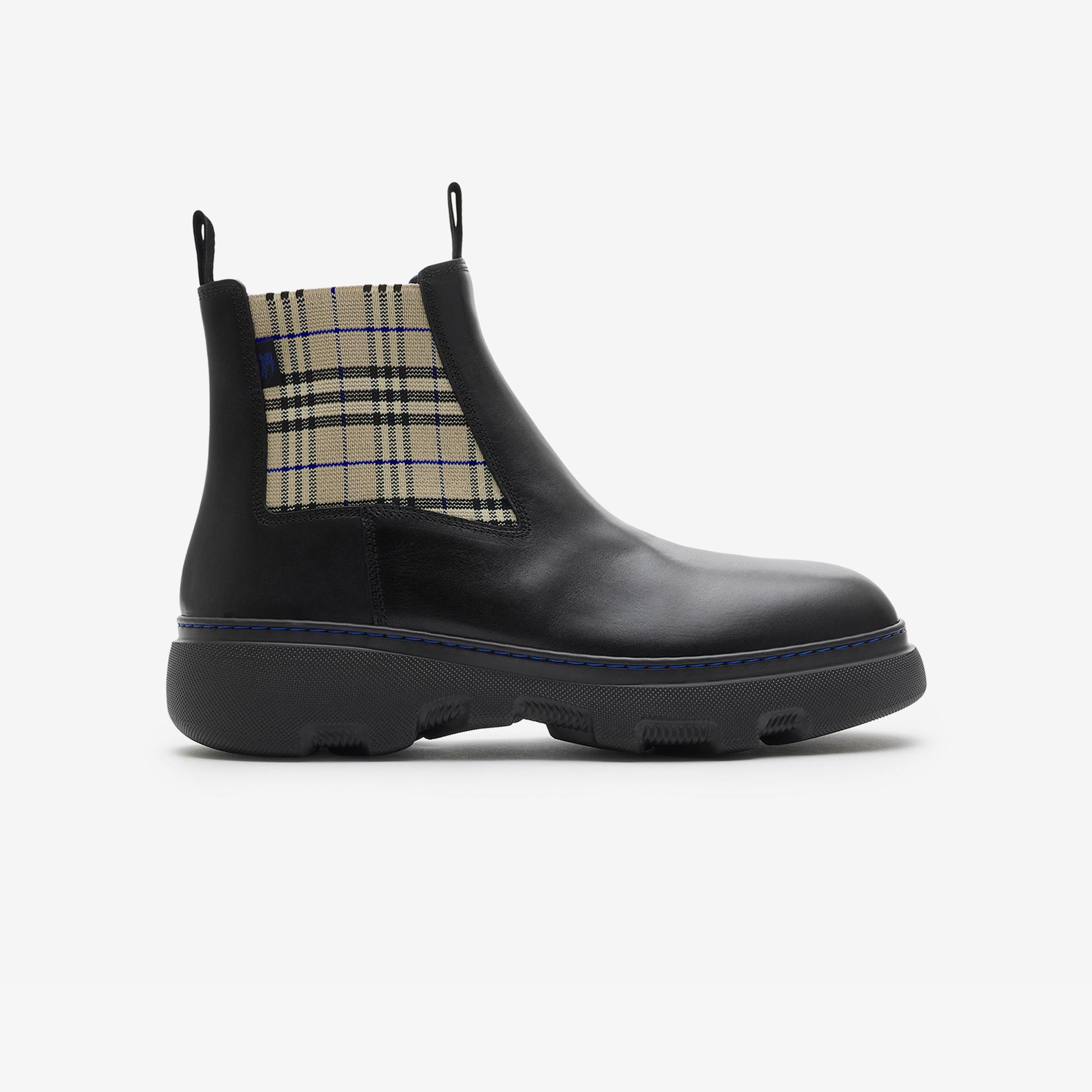 Burberry Leather Creeper Low Chelsea Erkek Siyah Bot