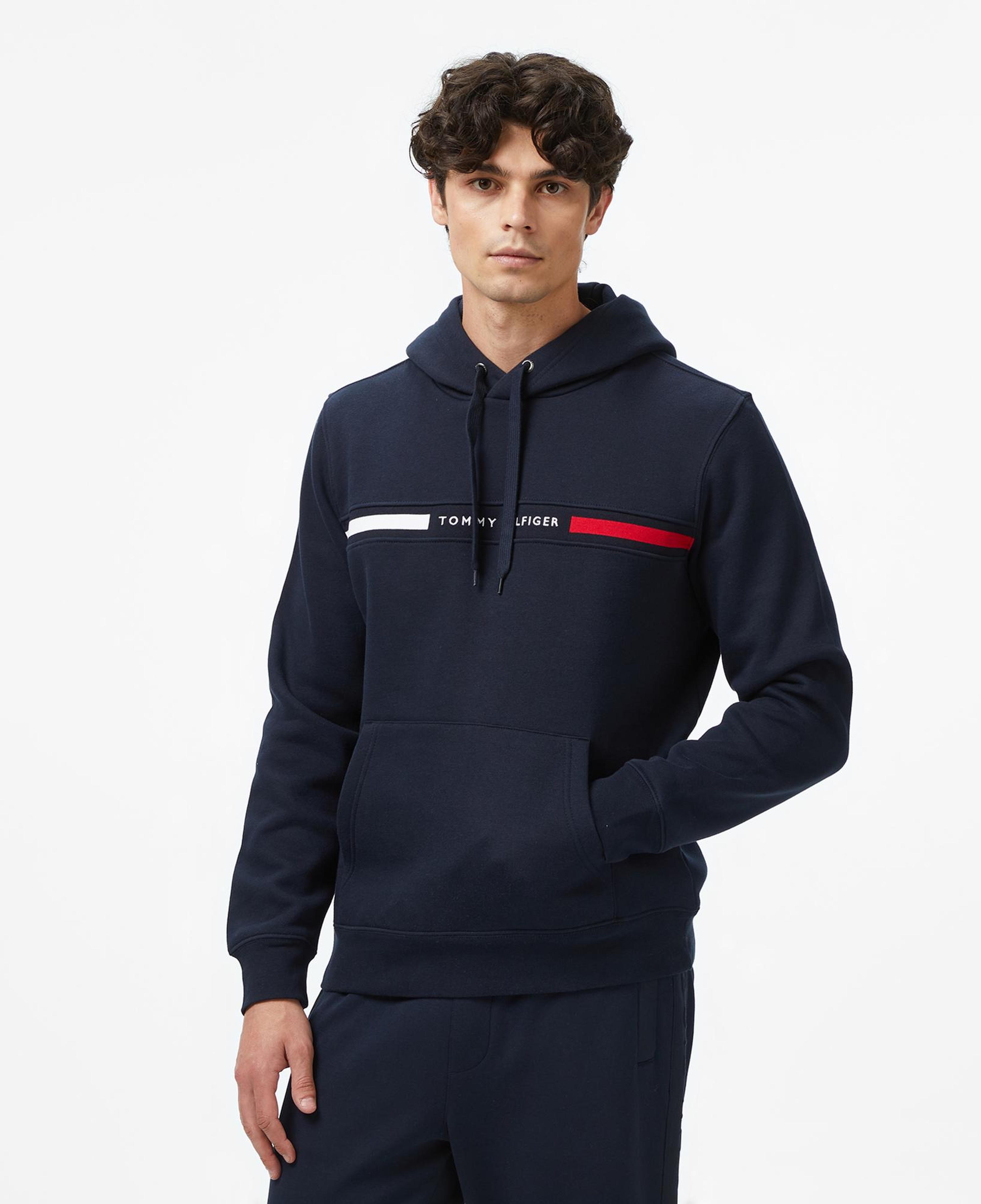 Tommy Hilfiger Chest Insert Erkek Lacivert Hoodie