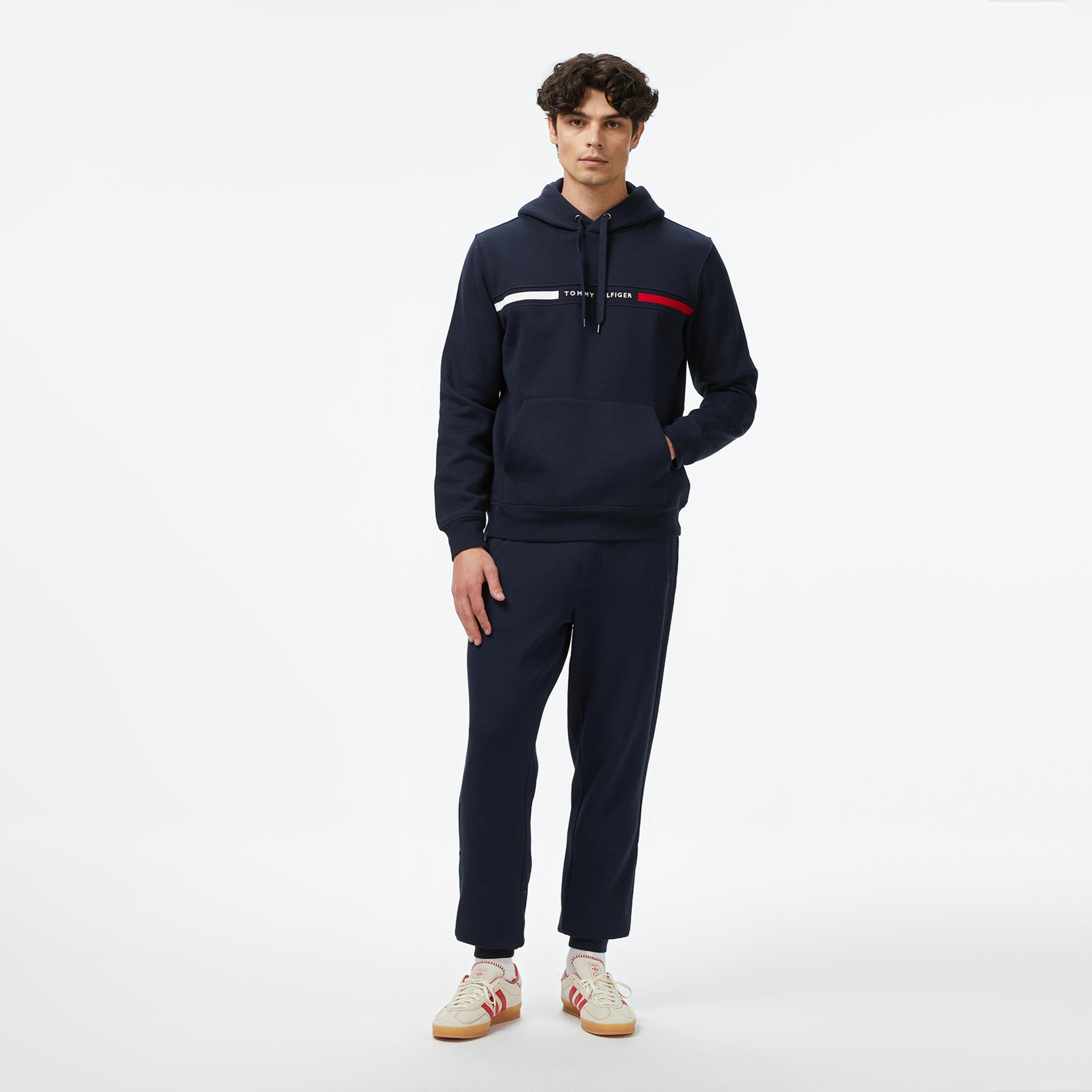 Tommy Hilfiger Chest Insert Erkek Lacivert Hoodie