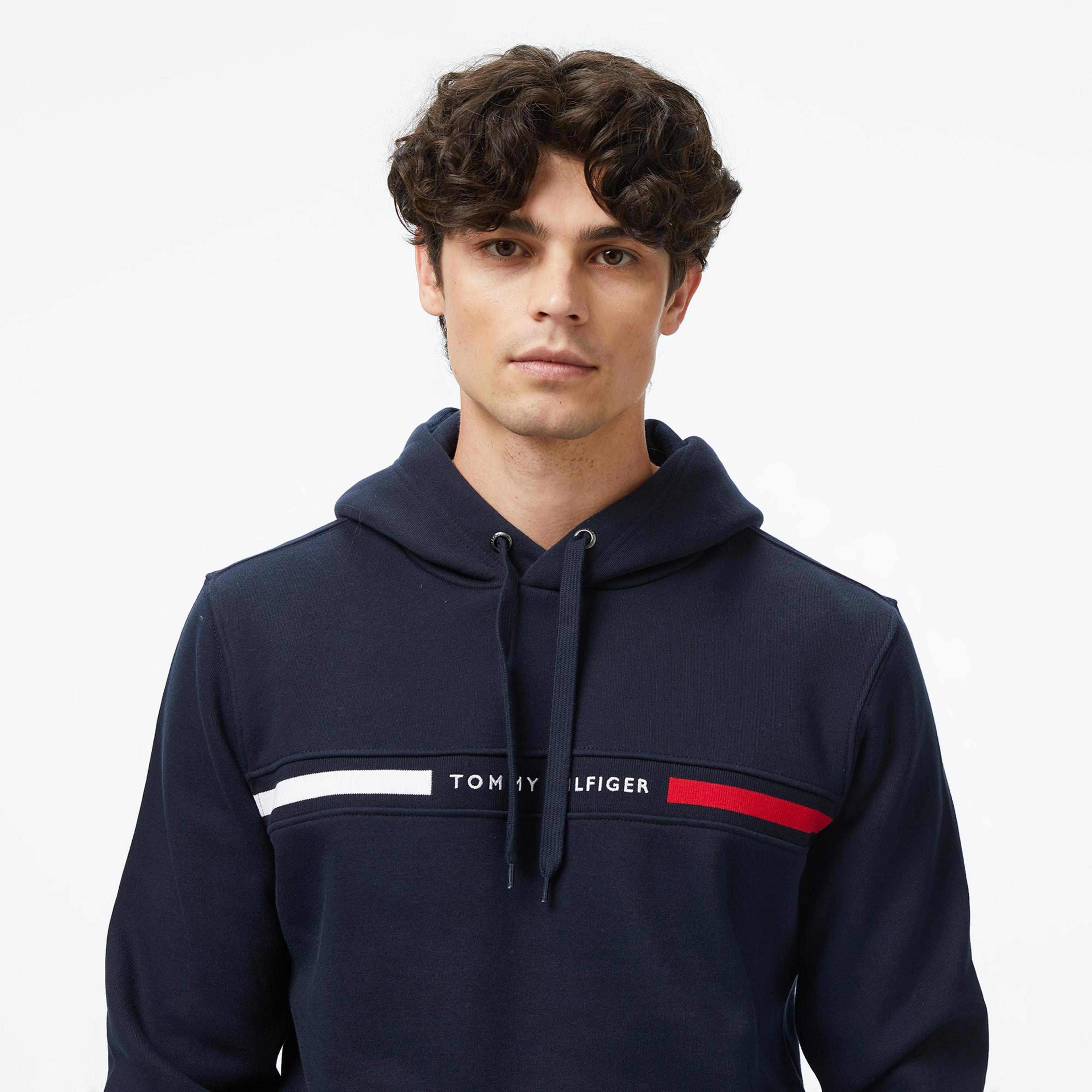Tommy Hilfiger Chest Insert Erkek Lacivert Hoodie