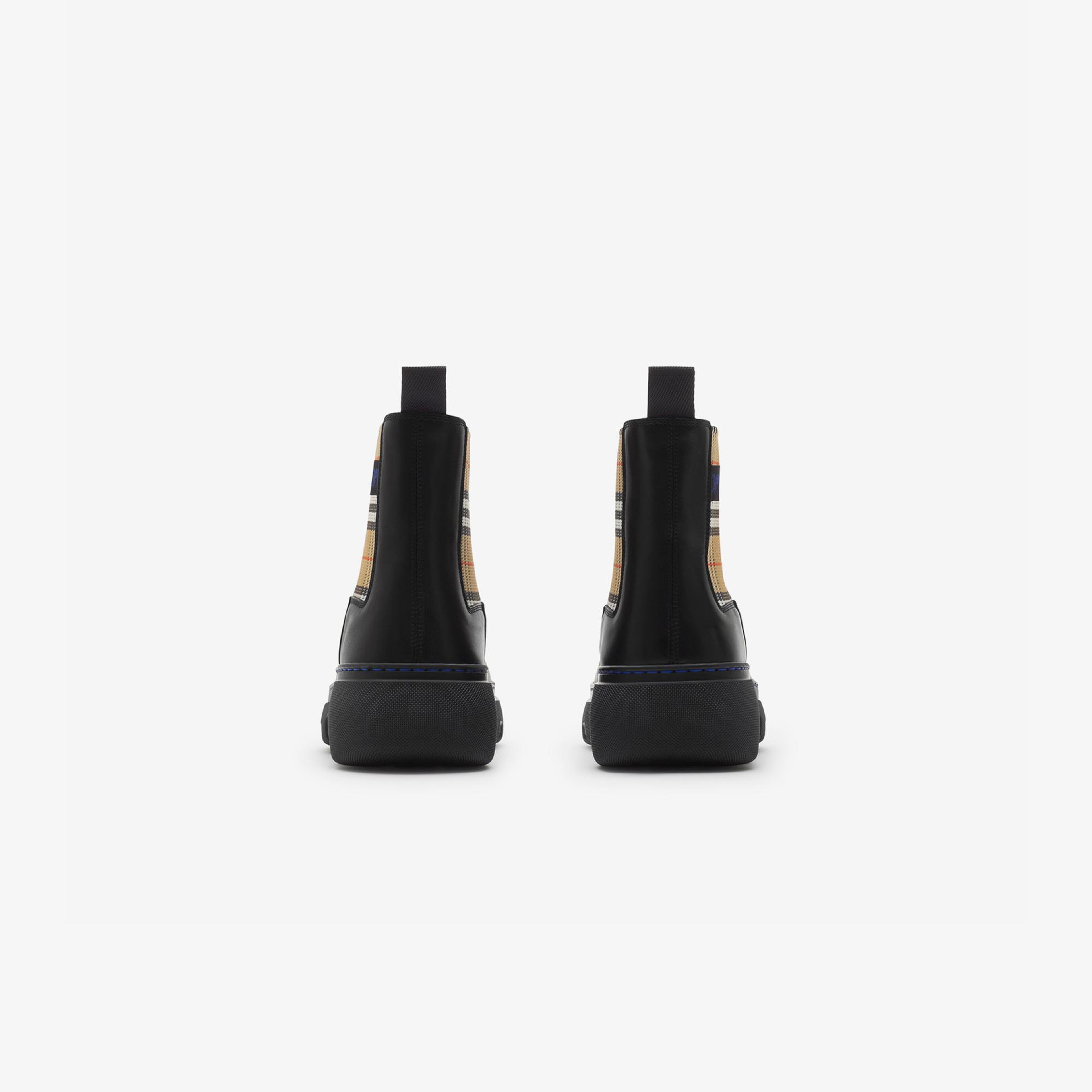 Burberry Leather Creeper Low Chelsea Kadın Siyah Bot