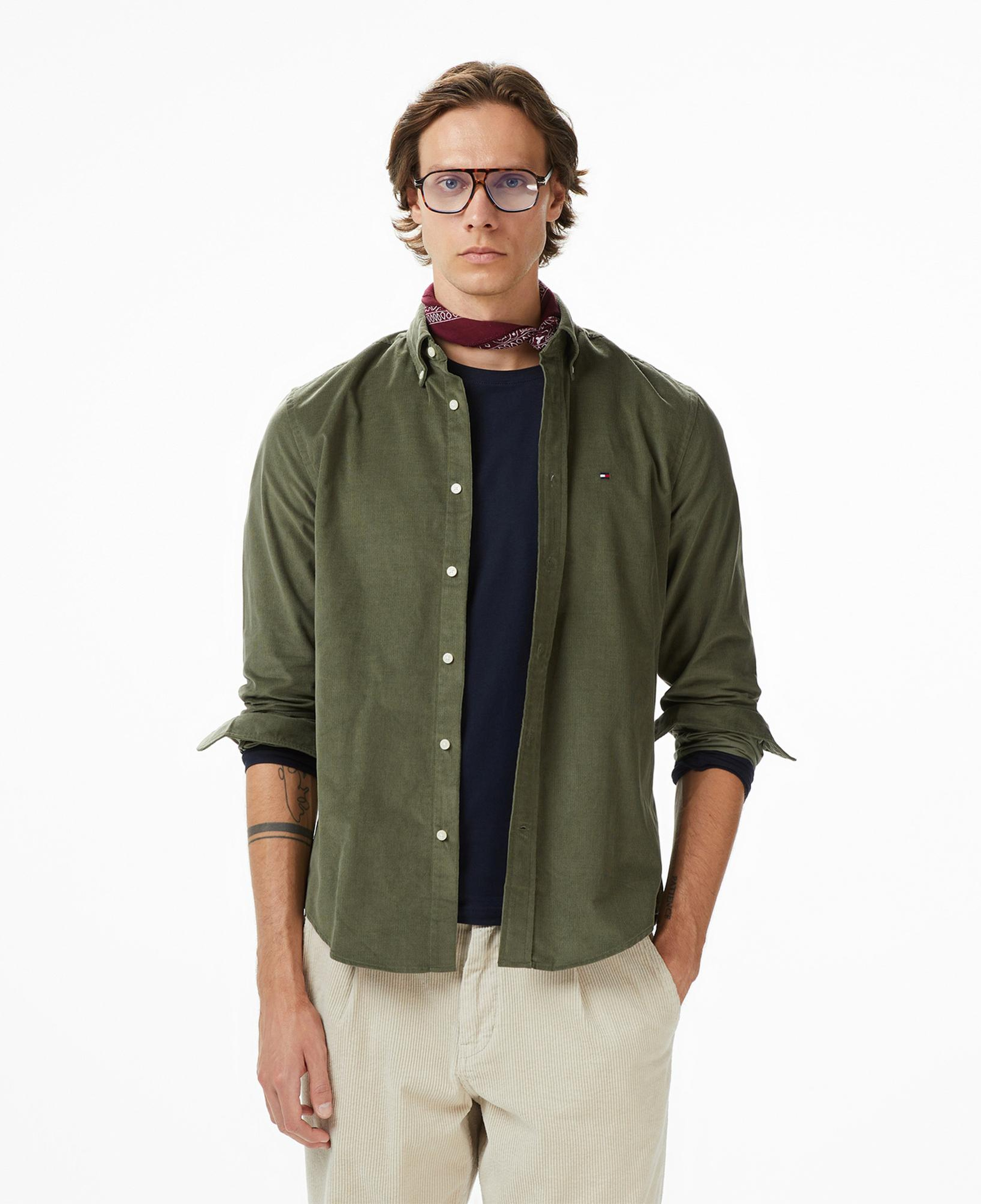 Tommy Hilfiger Solid Corduroy Erkek Yeşil Gömlek