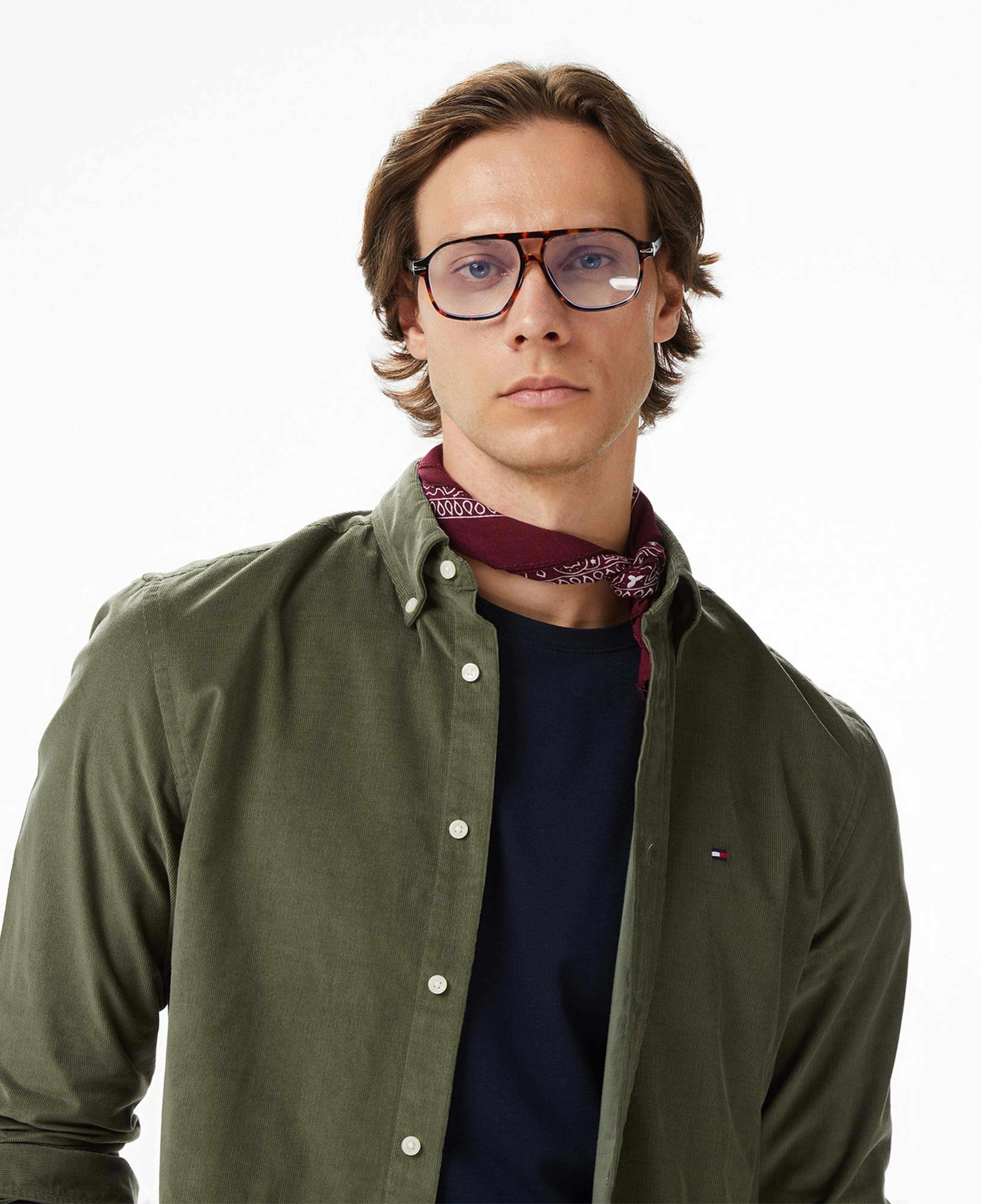 Tommy Hilfiger Solid Corduroy Erkek Yeşil Gömlek