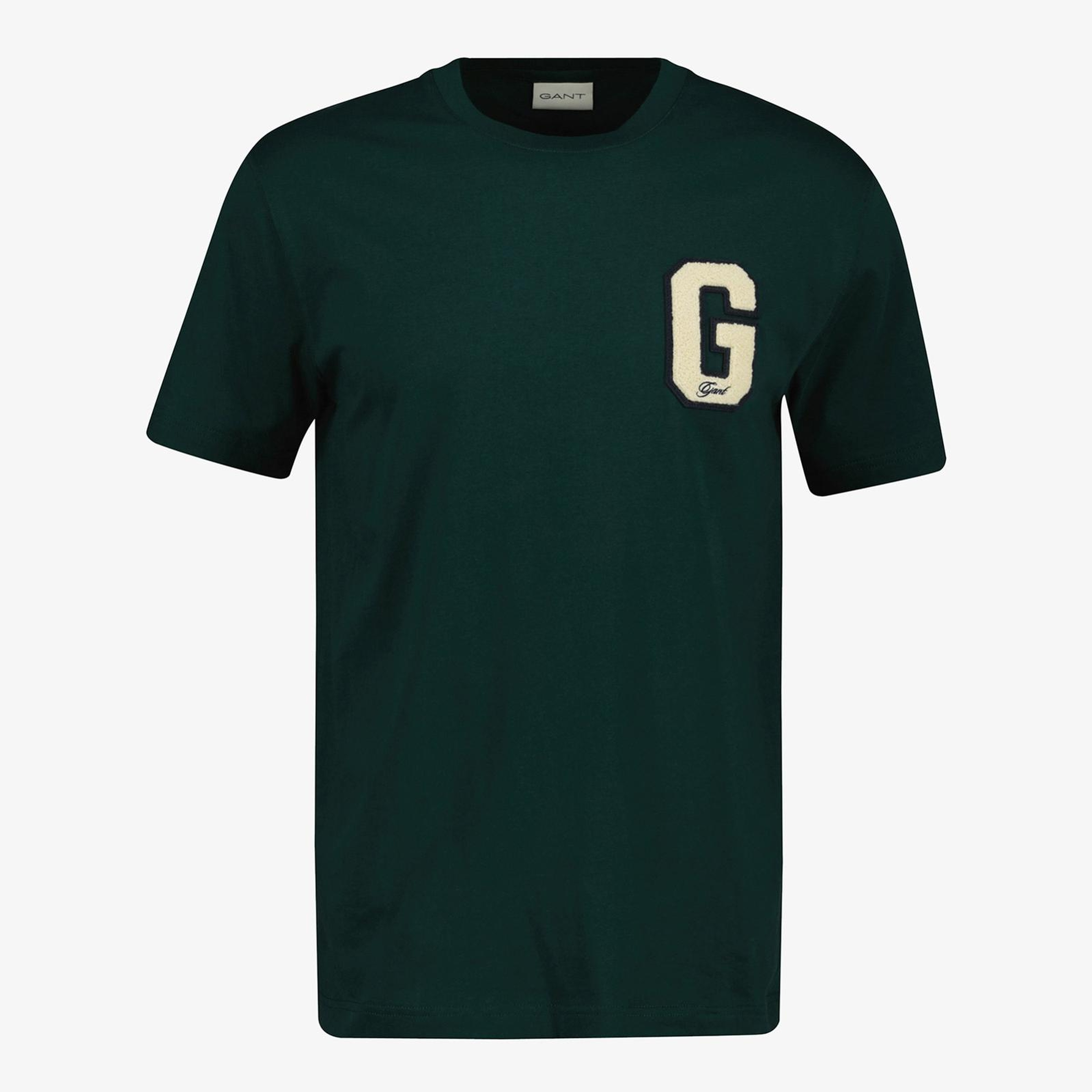 GANT Erkek Yeşil Regular Fit Bisiklet Yaka Logolu T-Shirt