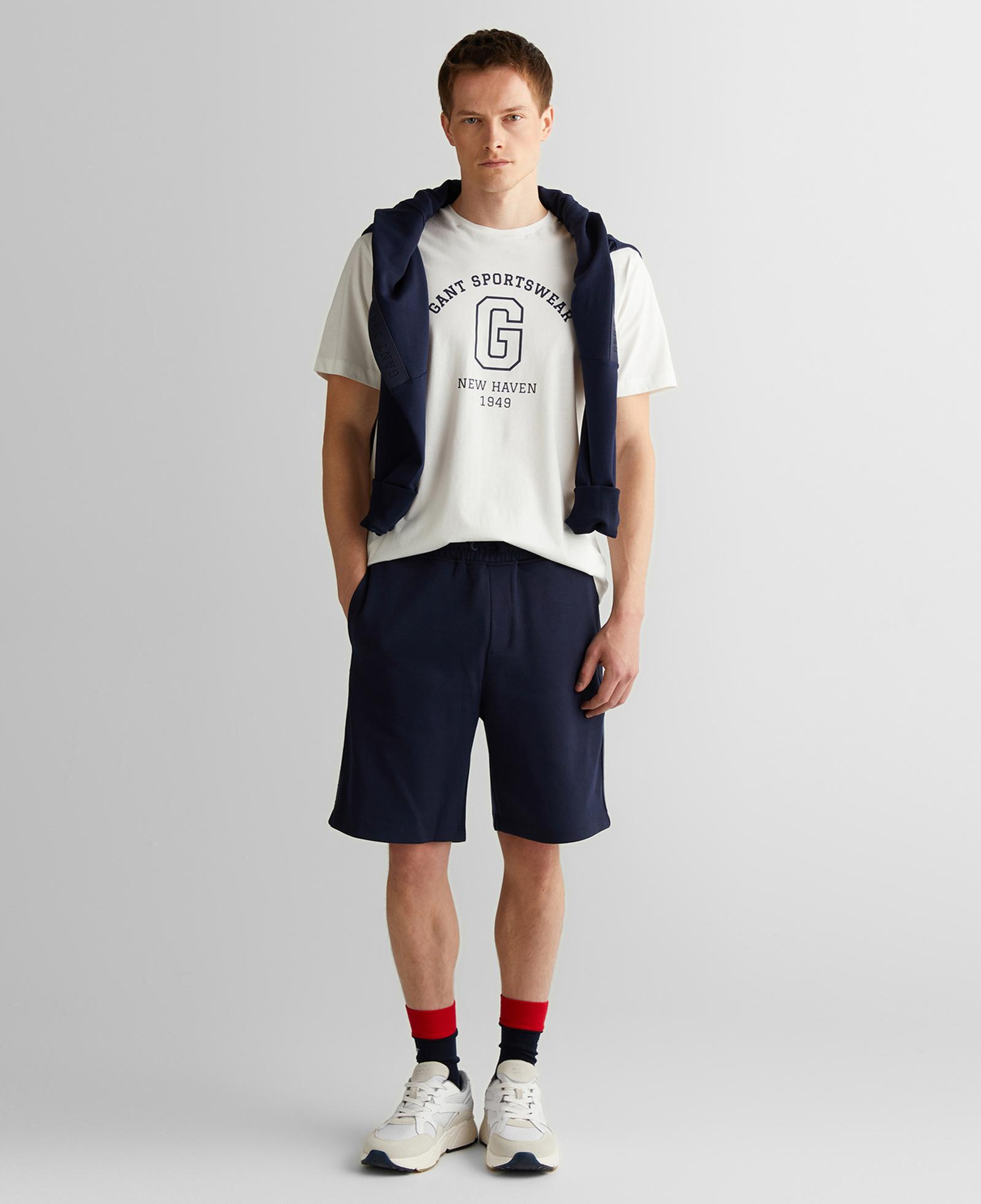 GANT Erkek Krem Regular Fit Bisiklet Yaka Logolu T-Shirt