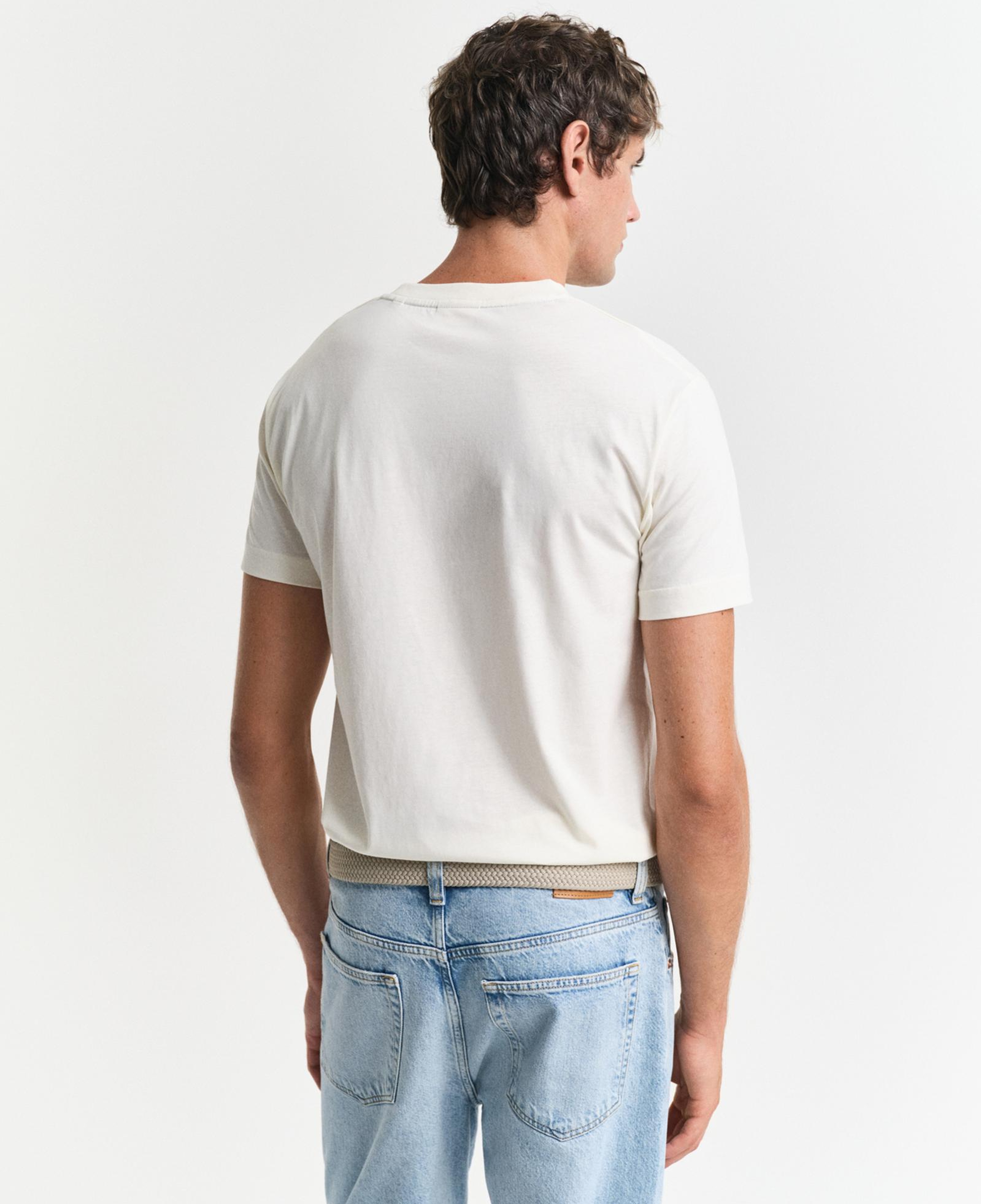 GANT Erkek Krem Regular Fit Bisiklet Yaka Logolu T-Shirt