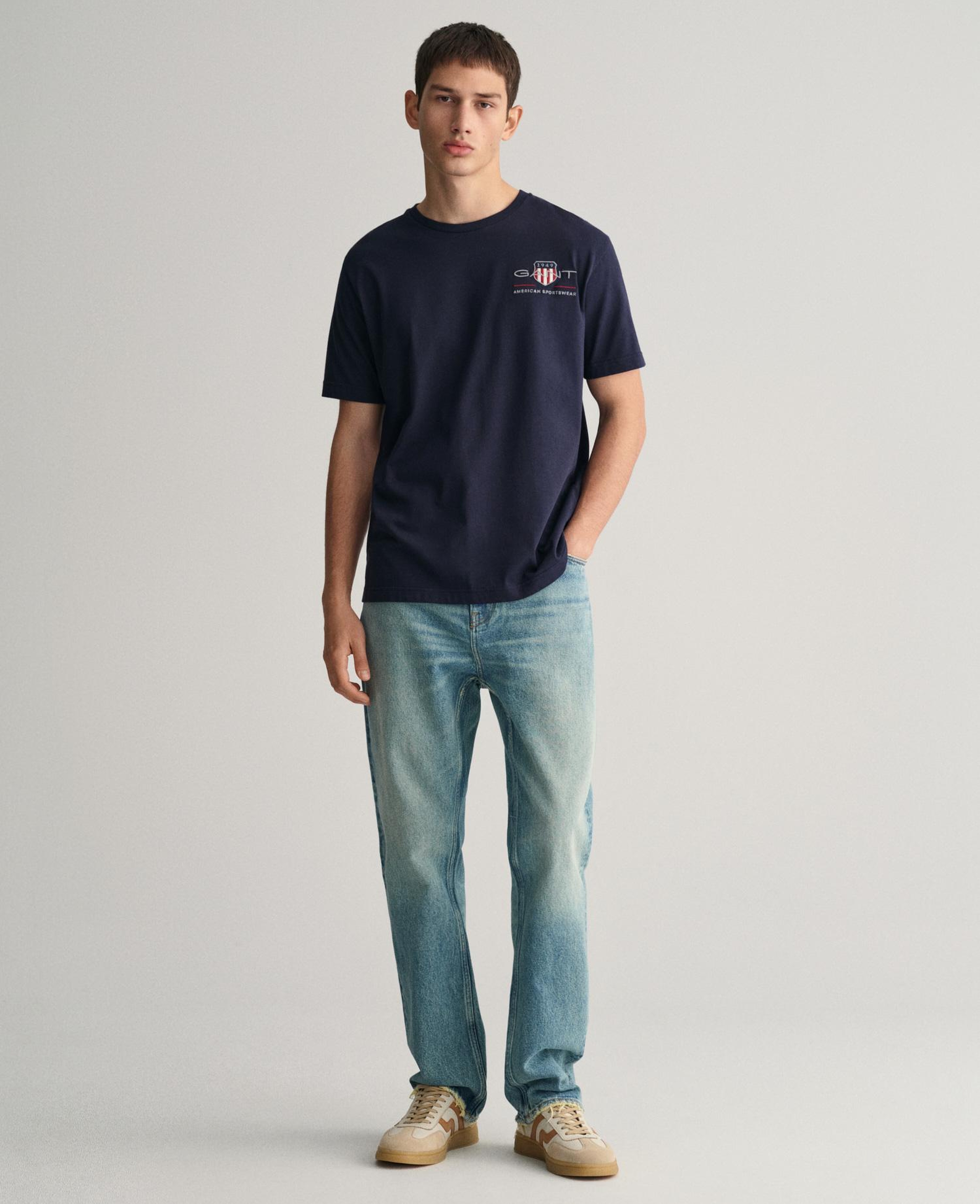 GANT Erkek Lacivert Regular Fit T-Shirt