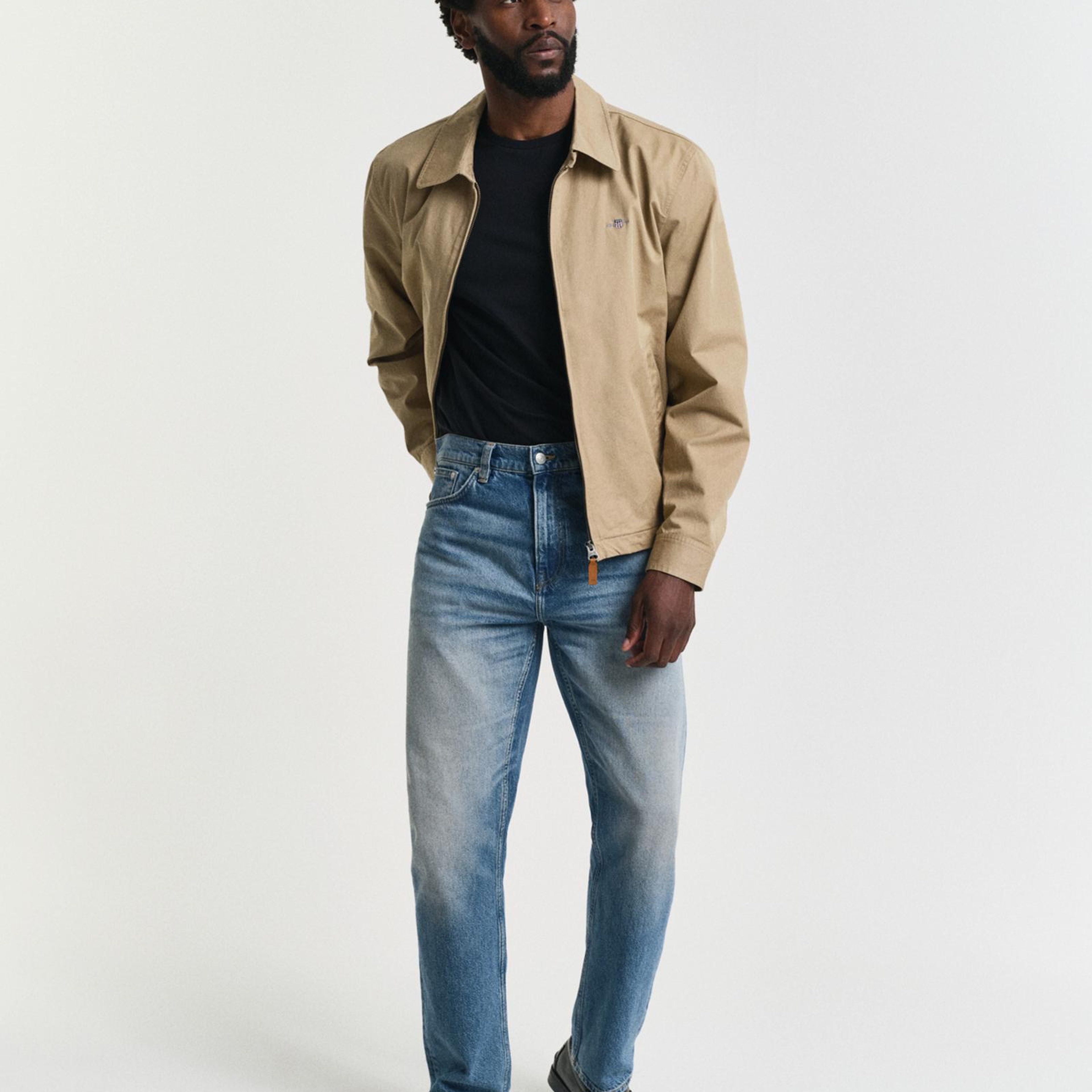 GANT Erkek Siyah Regular Fit Bisiklet Yaka Logolu T-Shirt