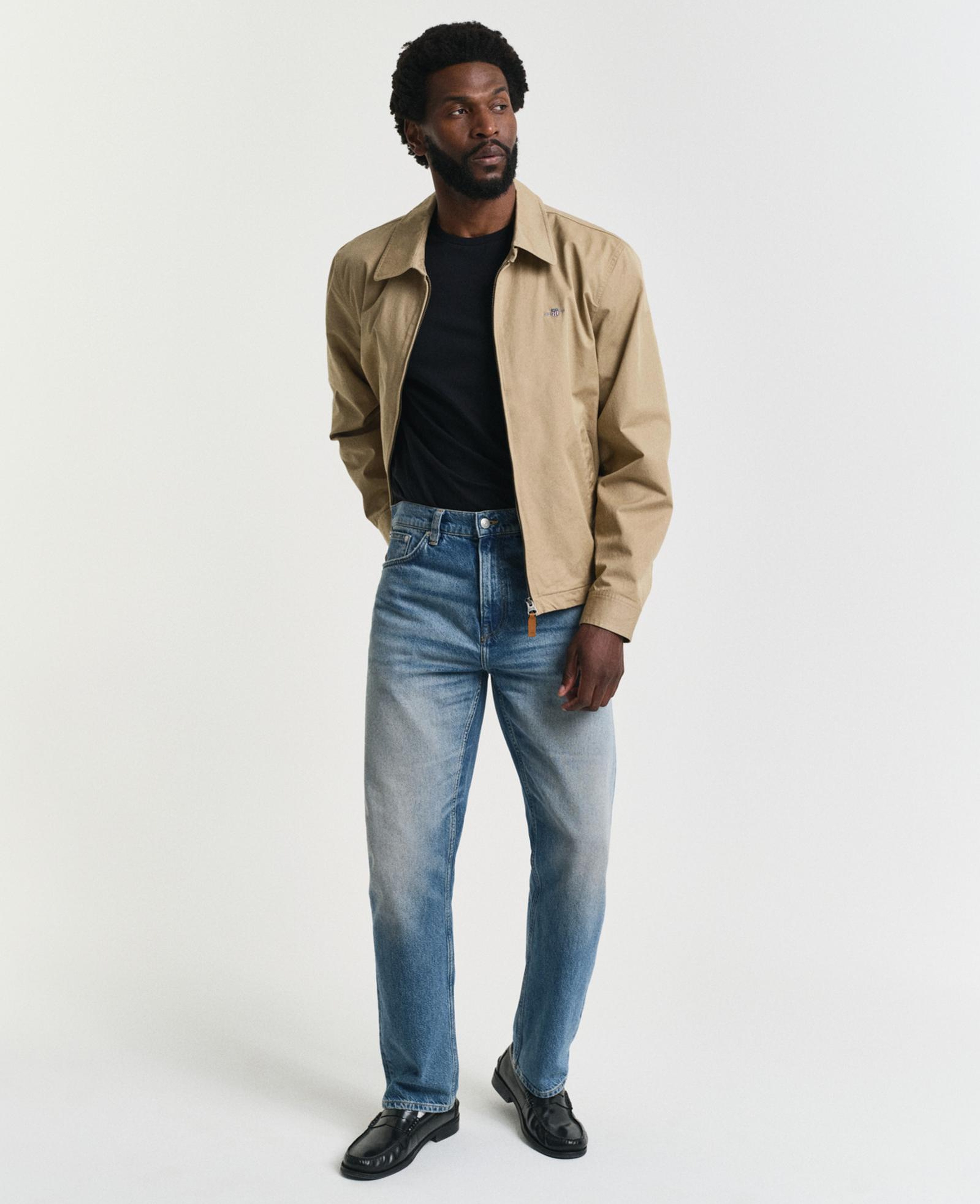 GANT Erkek Siyah Regular Fit Bisiklet Yaka Logolu T-Shirt