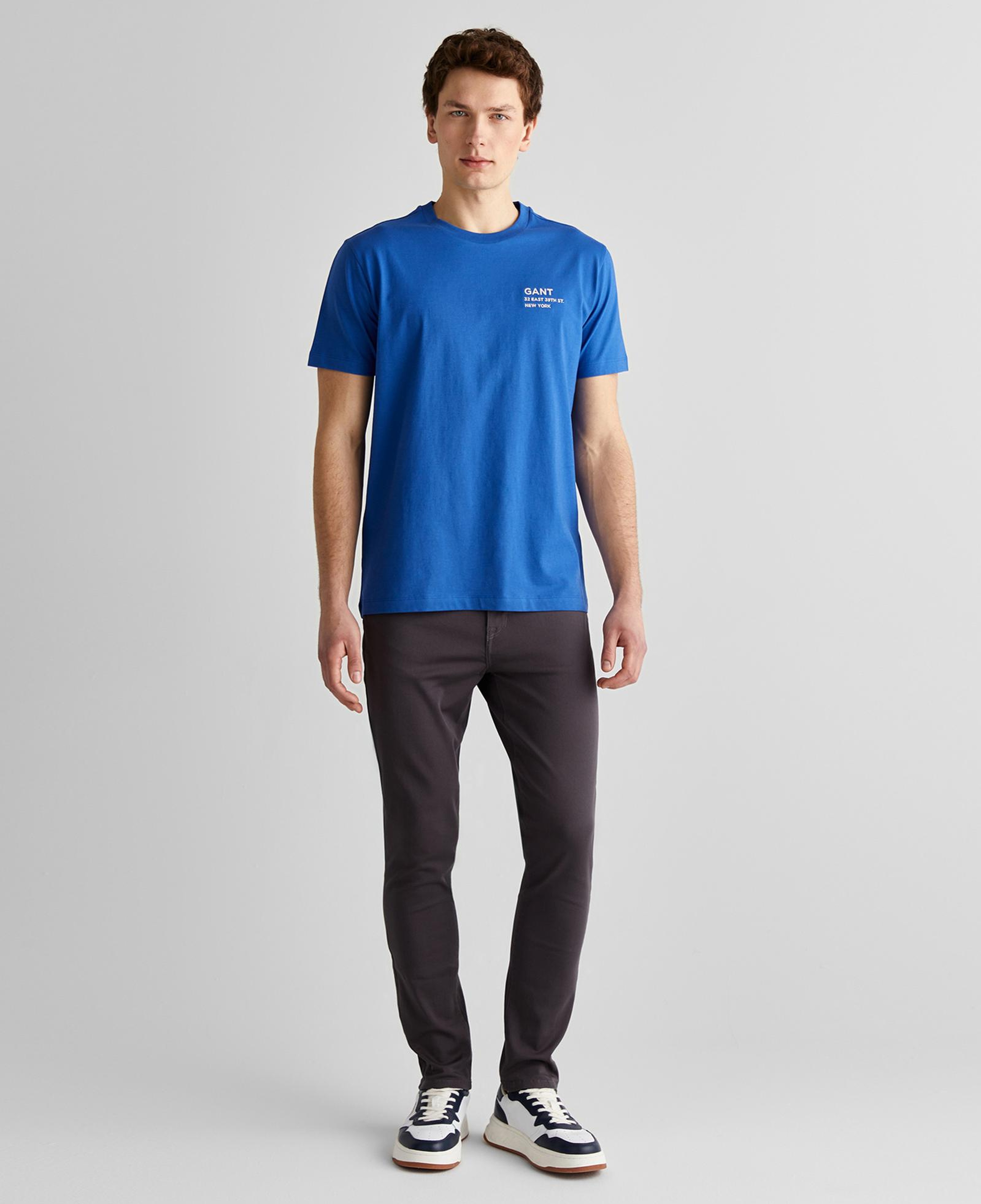 GANT Erkek Lacivert Regular Fit Bisiklet Yaka Logolu T-Shirt