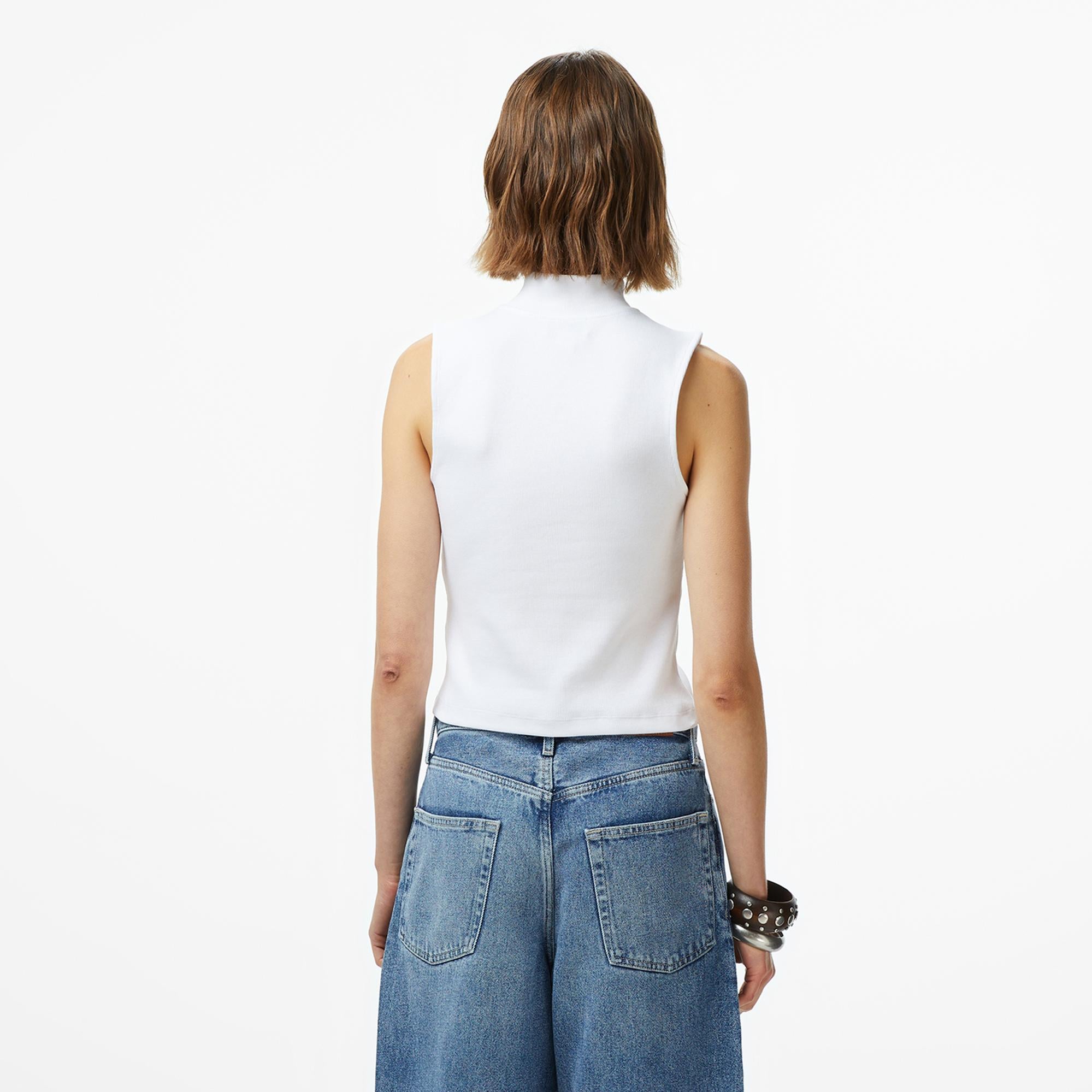 Calvin Klein Woven Label Kadın Beyaz T-Shirt