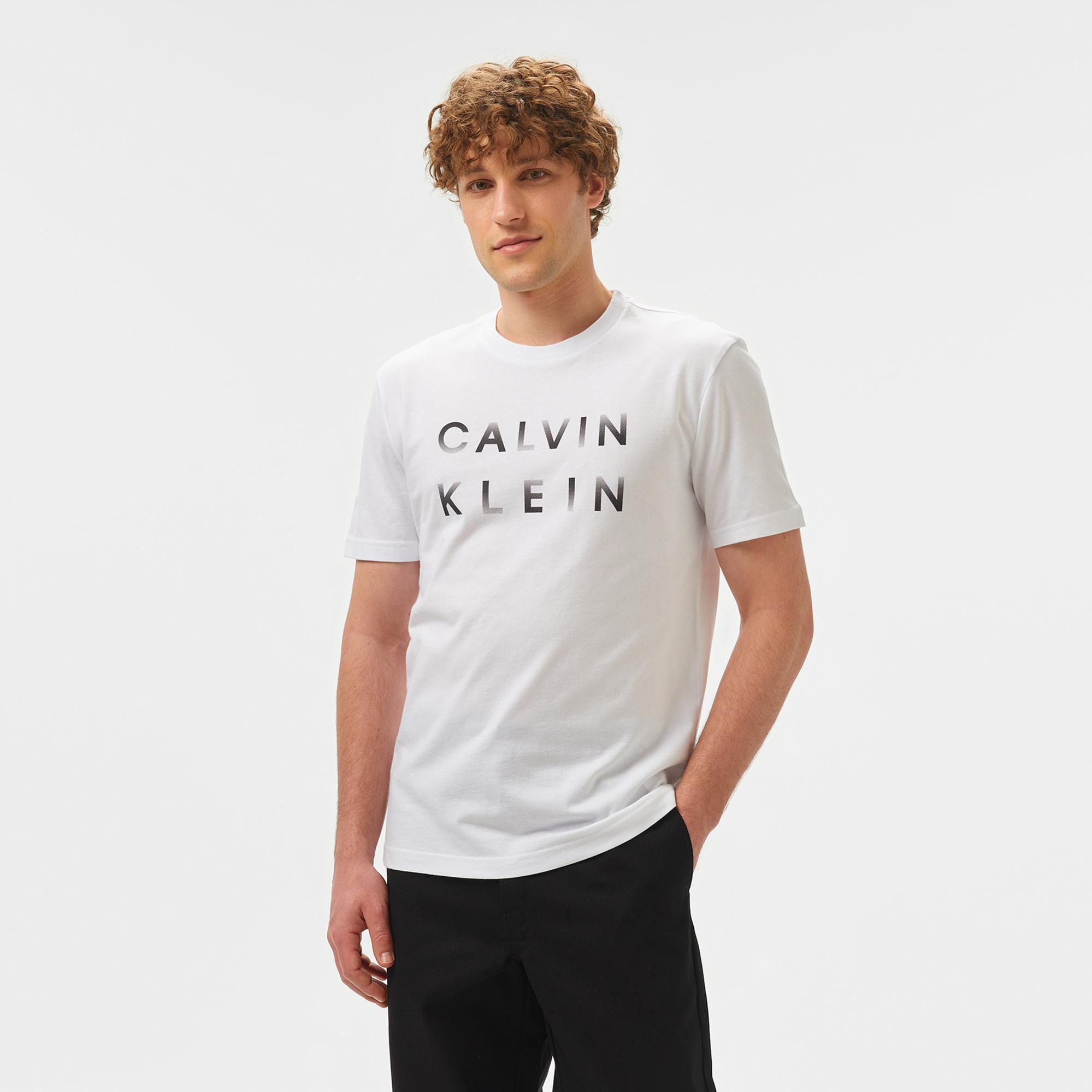 Calvin Klein Enlarged Logo Erkek Beyaz T-Shirt